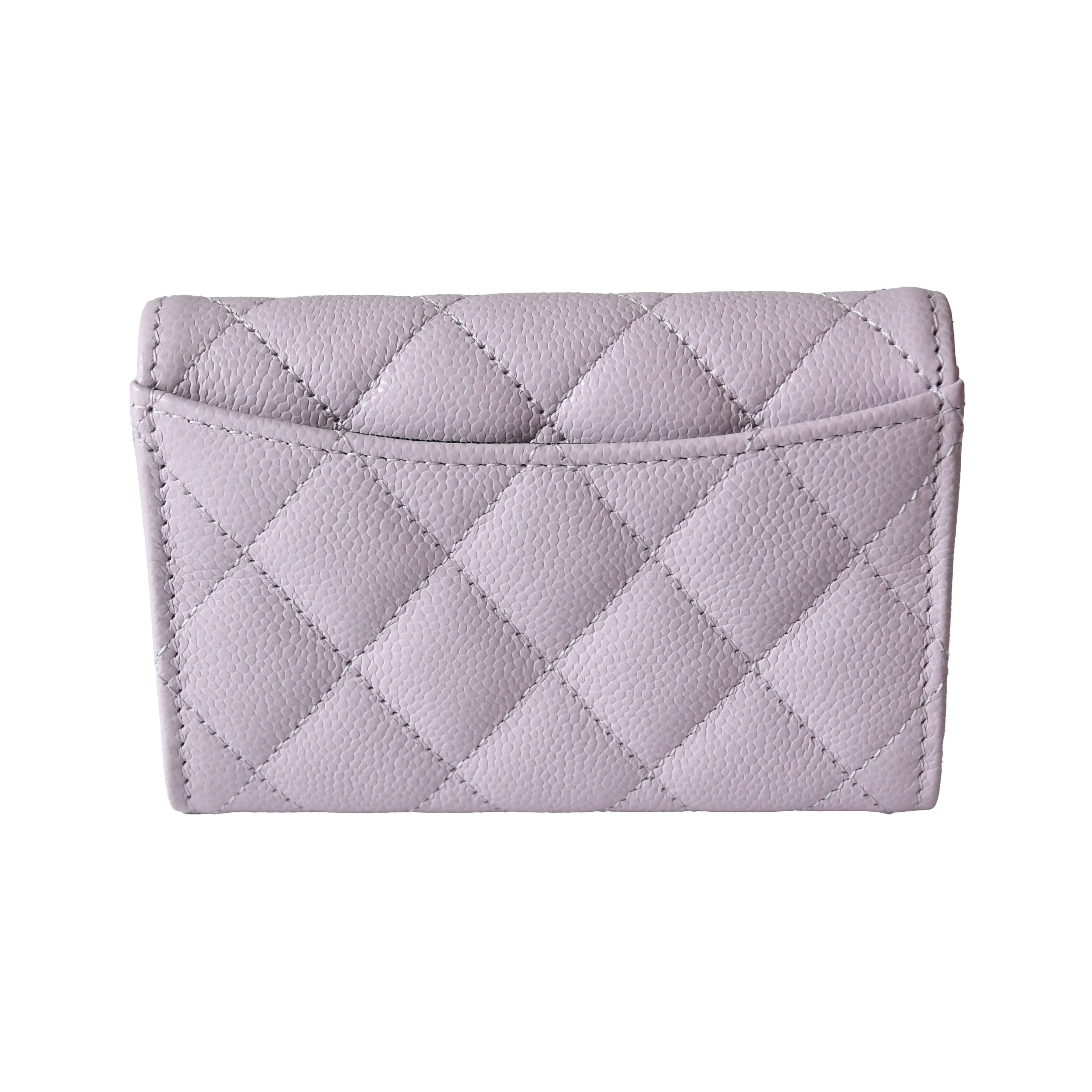Chanel CC Quilted Flap Card Holder Interlocking Wallet Light Purple - 2