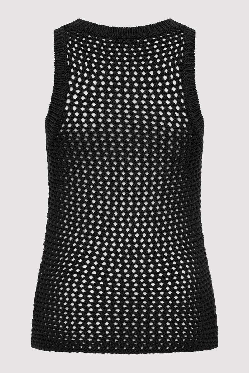 ST. AGNI Cotton Crochet Tank - Black outlook