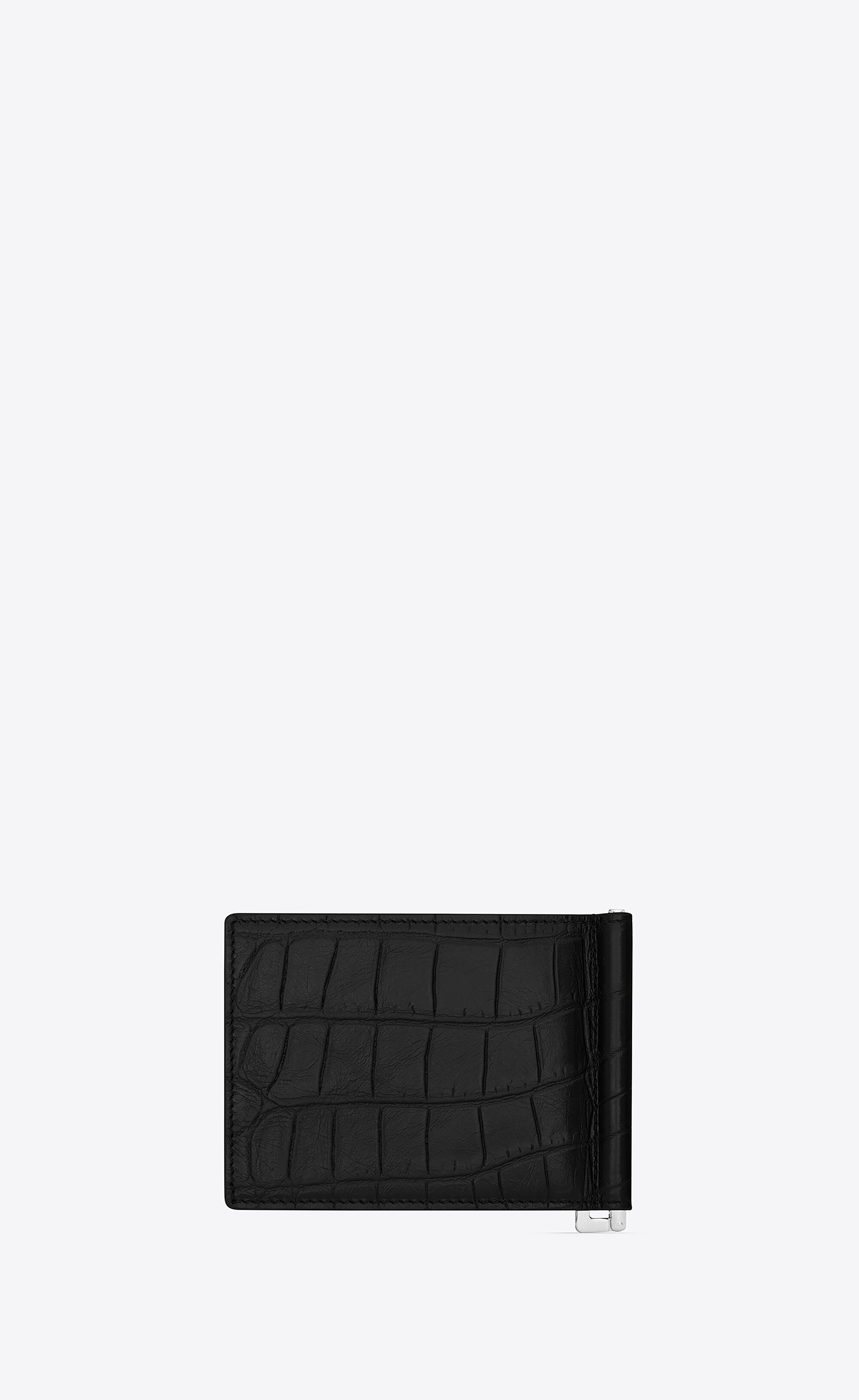 bill clip wallet in crocodile embossed leather - 2