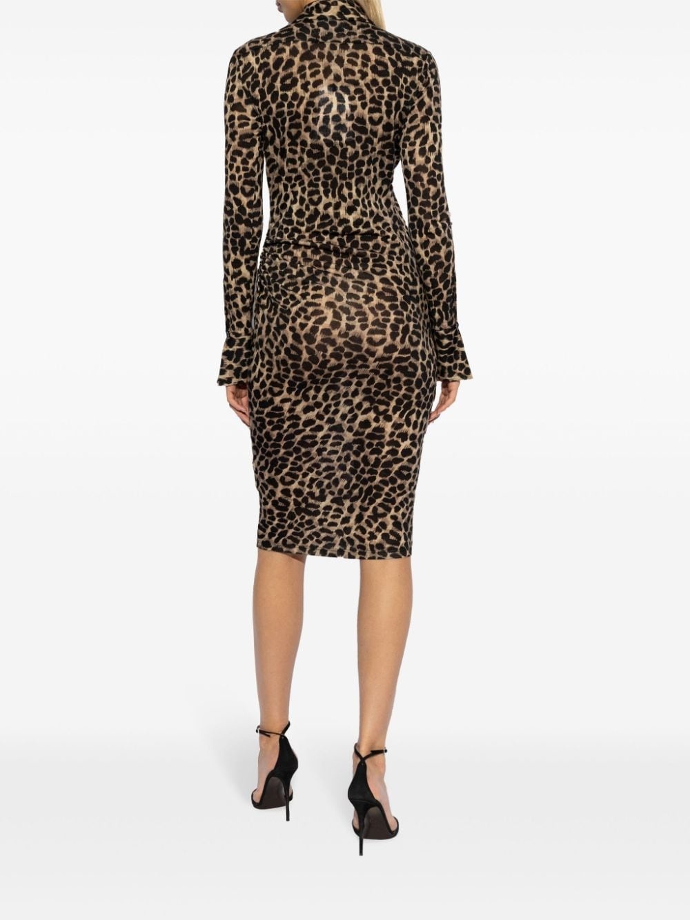 leopard-print wool dress - 4