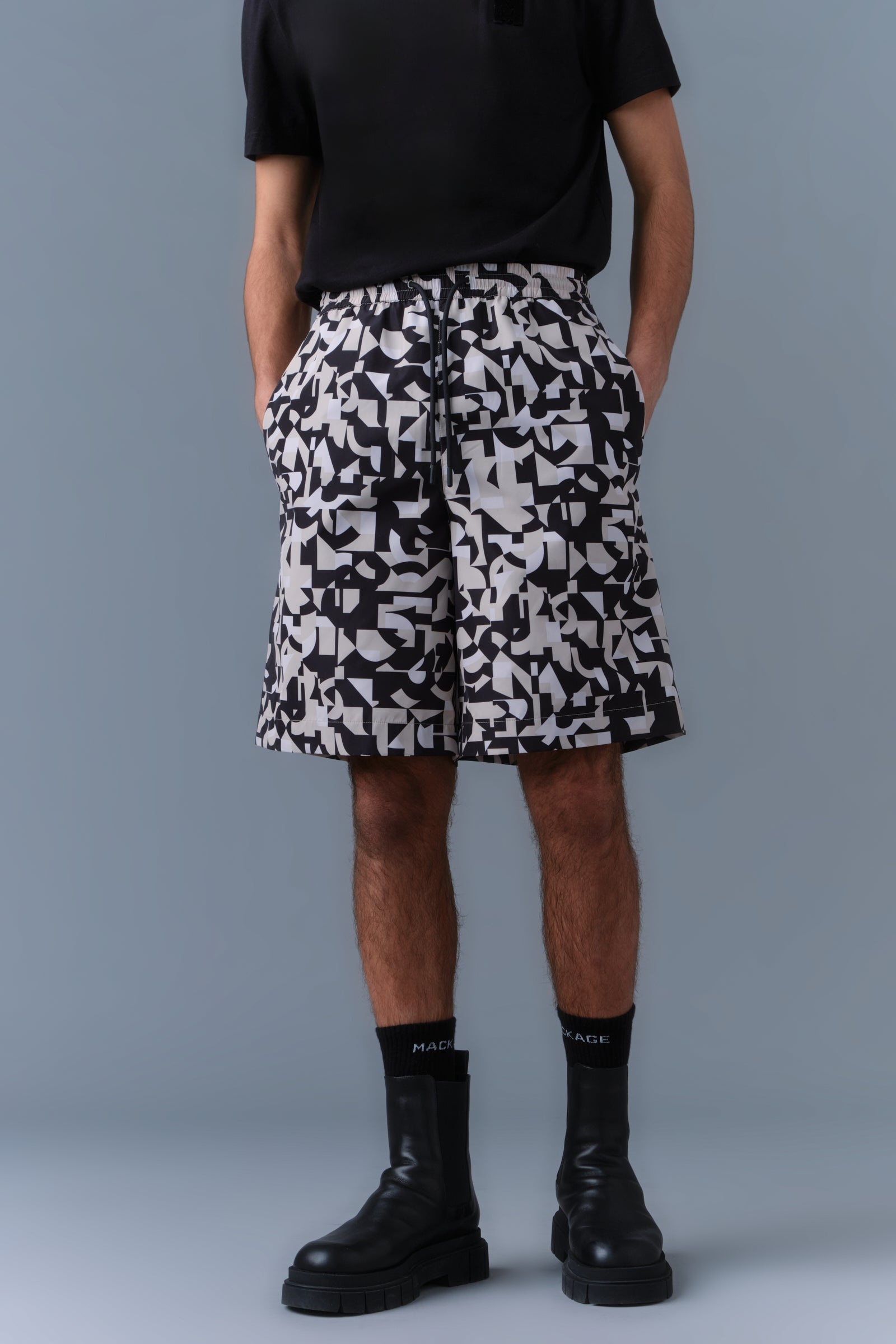 DANTE Abstract Geometric Recycled Shorts - 5