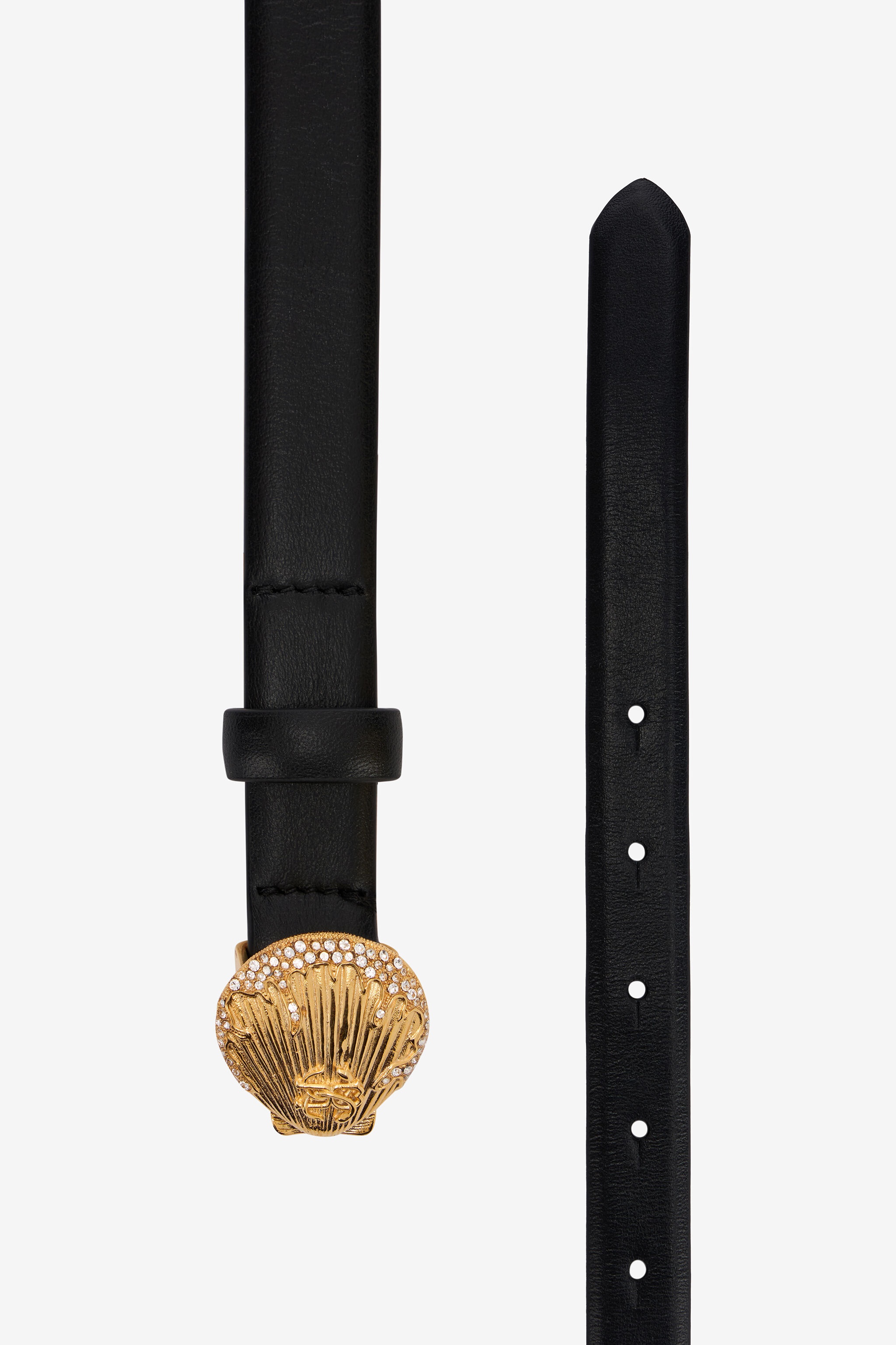 Leather Belt with Shell Buckle - 2