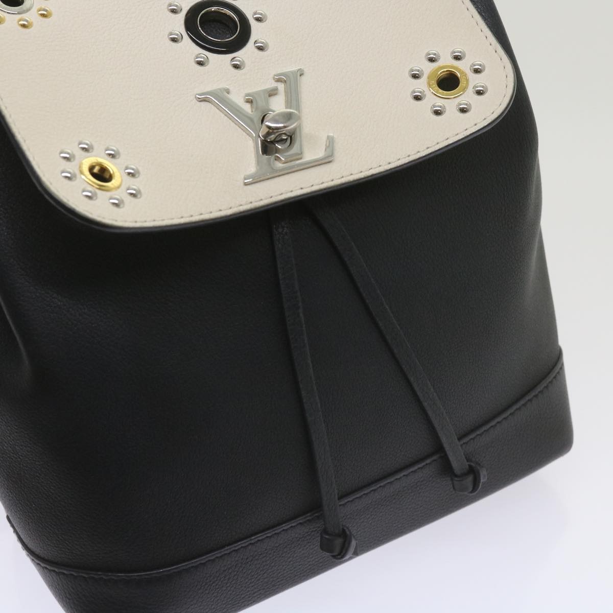 LOUIS VUITTON Lock Me Backpack Calf Leather Black White M54108 - 14