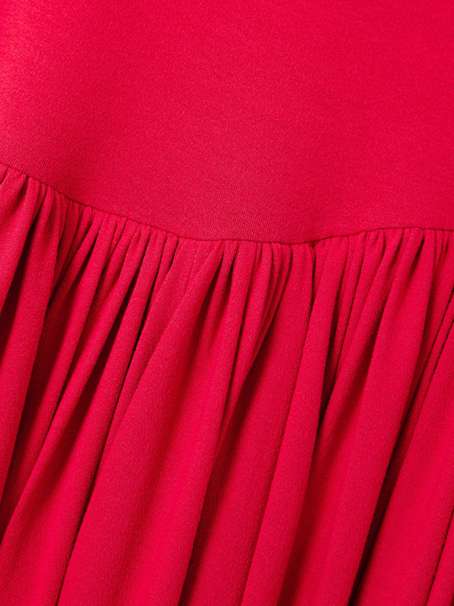Pleated stretch-crepe midi dress Red - 4
