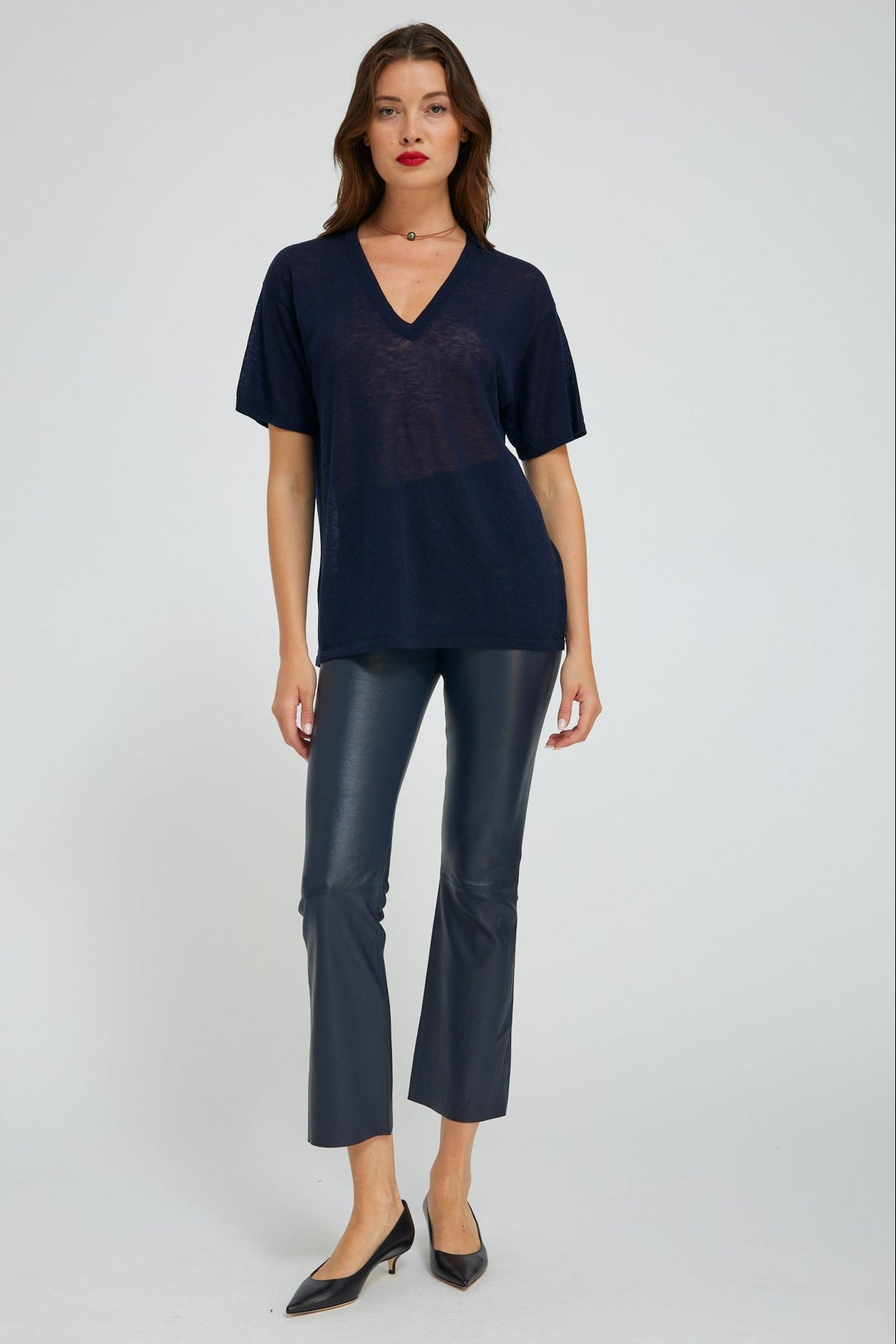 MIDNIGHT LEATHER ANKLE FLARE - 2