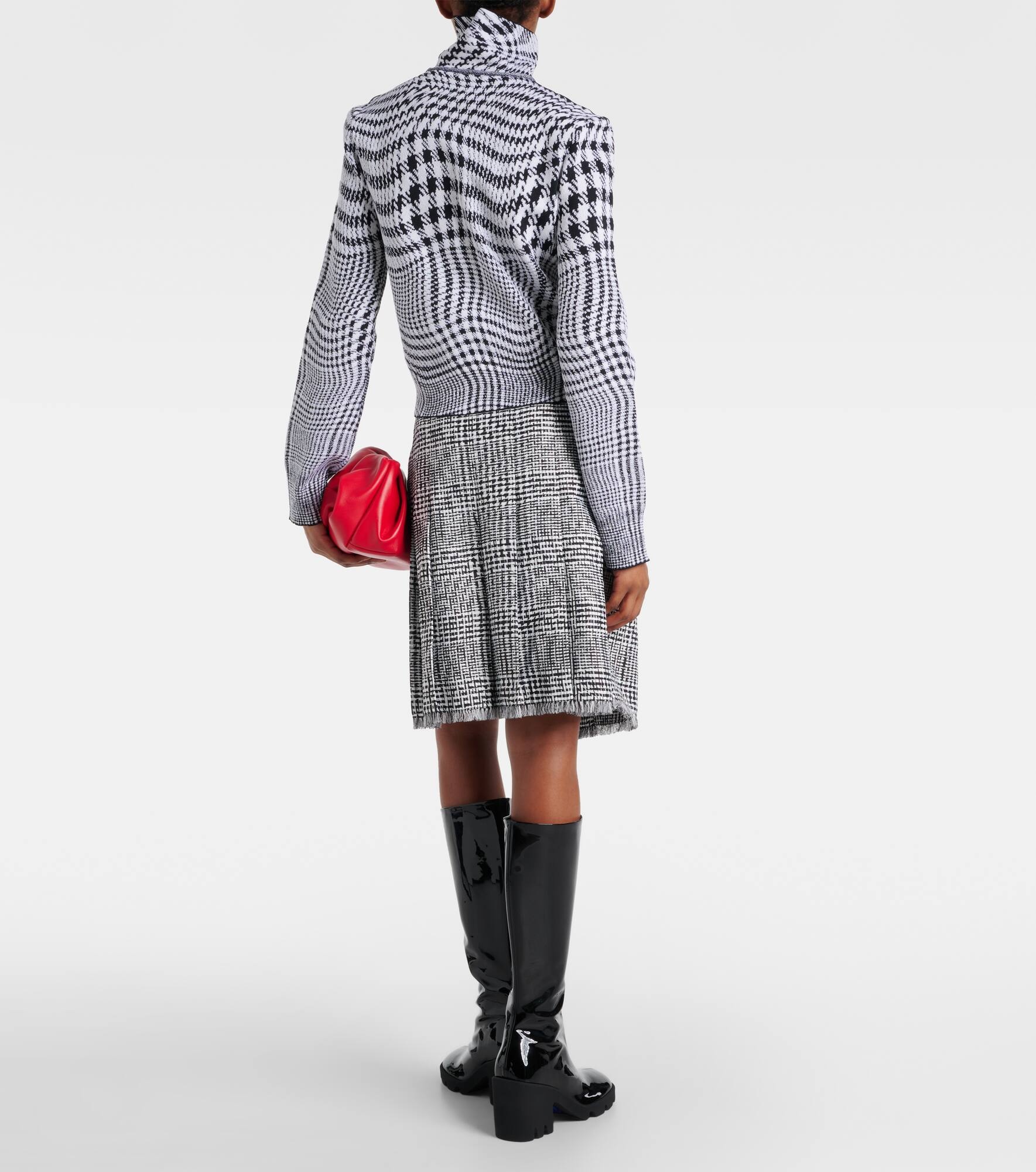 Houndstooth wool-blend turtleneck sweater - 3