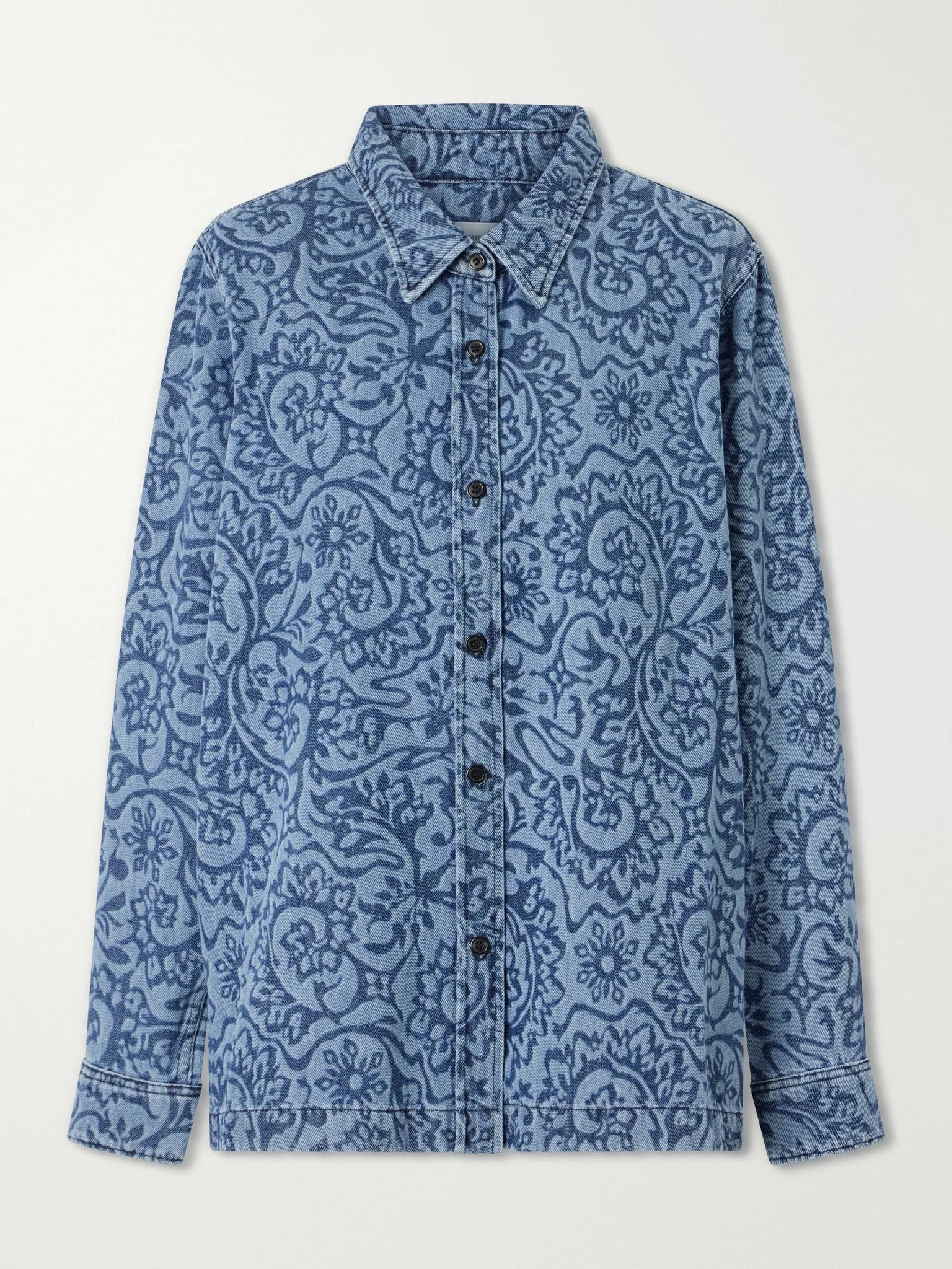 Cheers printed denim shirt Mid denim - 1