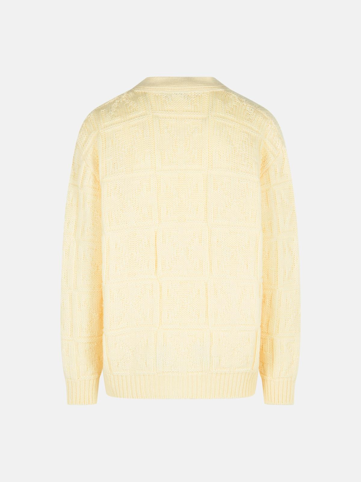 'ARROW 3D' CREAM WOOL CARDIGAN - 3