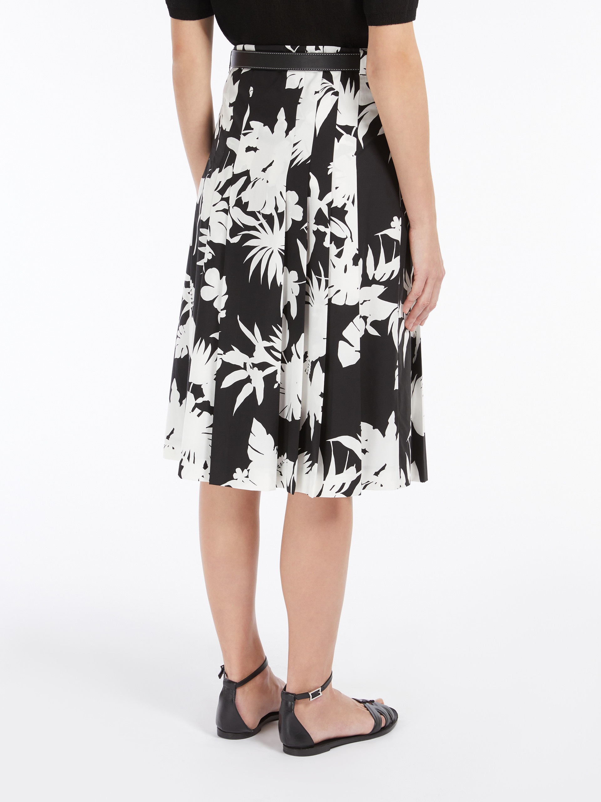 BASSANO Pleated printed poplin skirt - 4