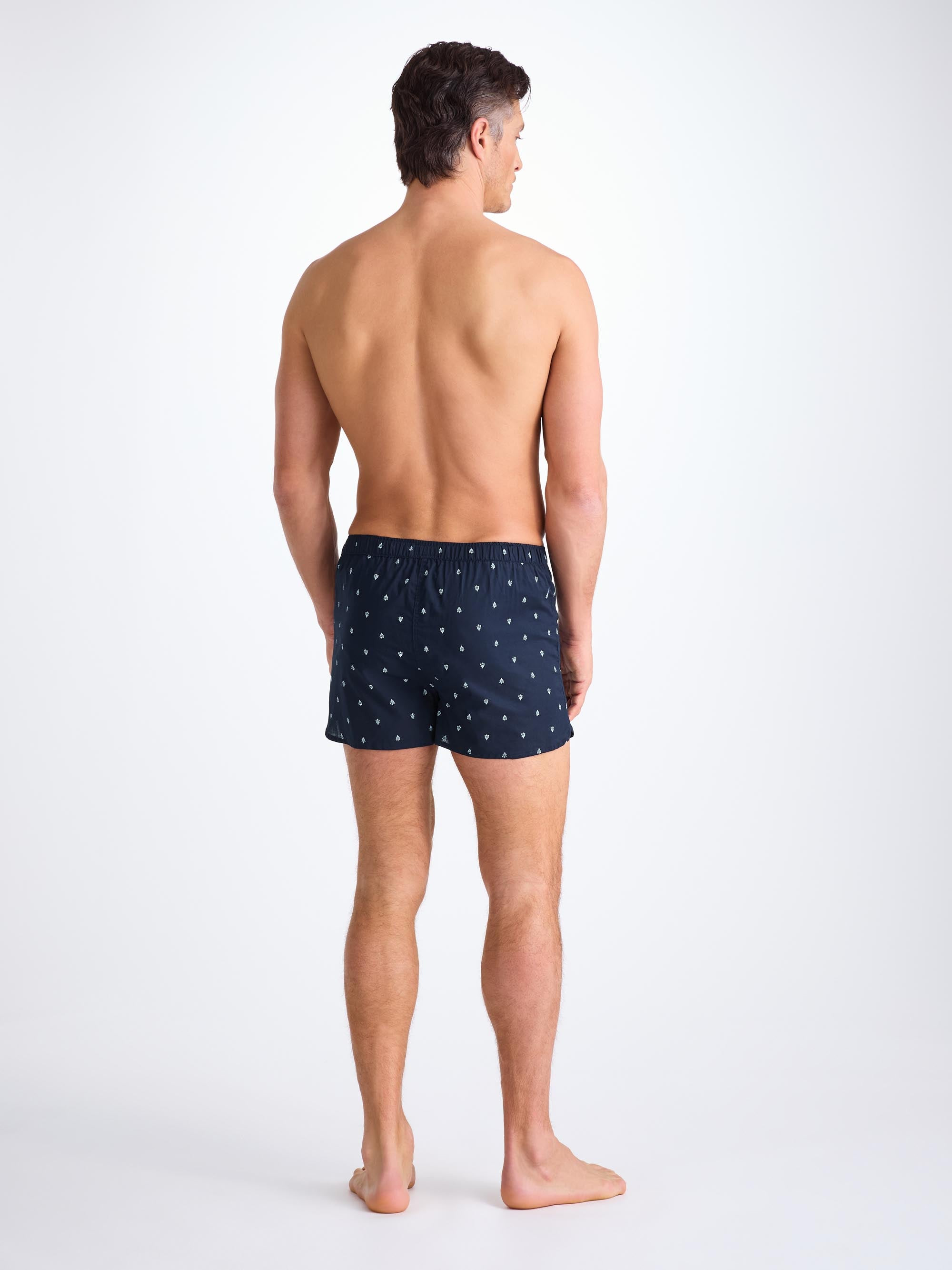 Men's Modern Fit Boxers Cotton Batiste Navy Paisley Motif - 5