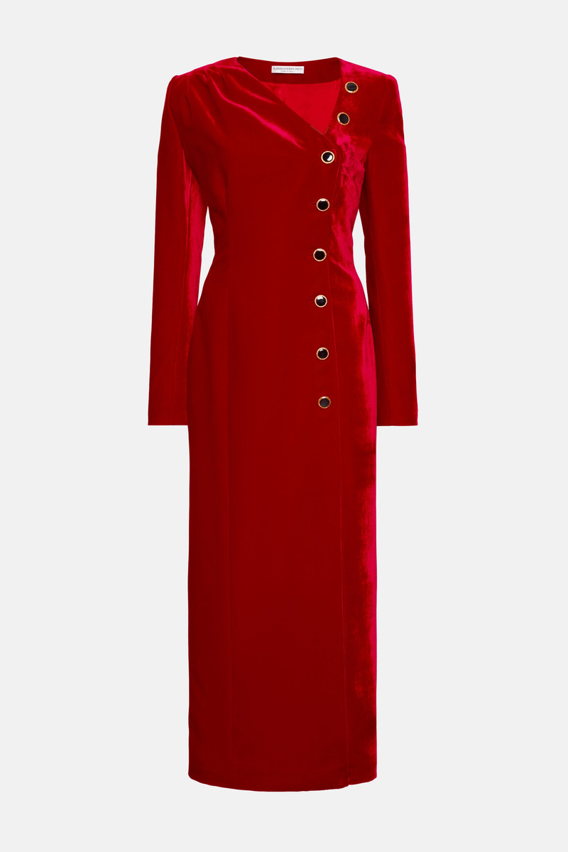 VELVET DRESS WITH BUTTONS - 1