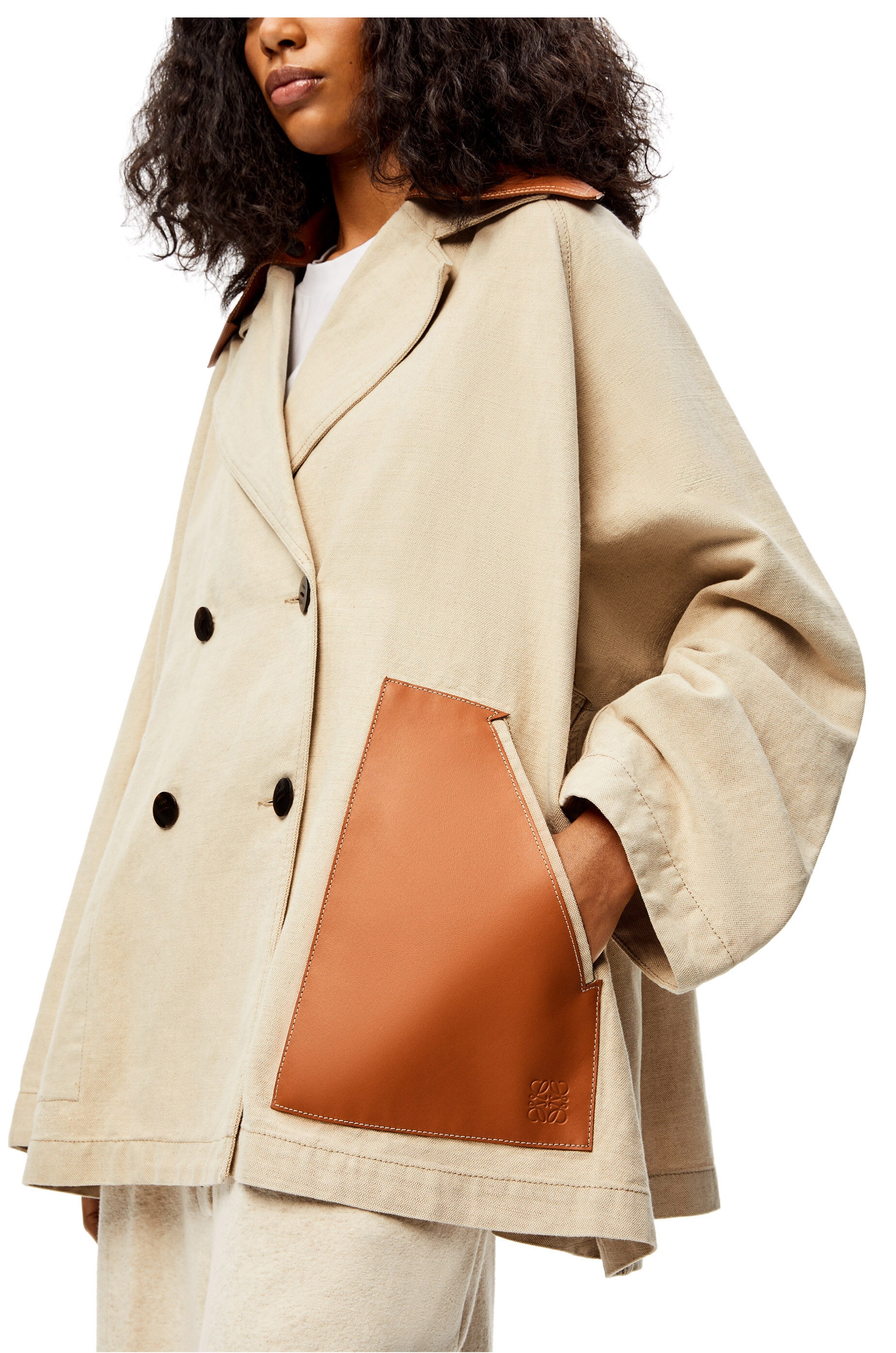 Trapeze peacoat in cotton and linen - 5