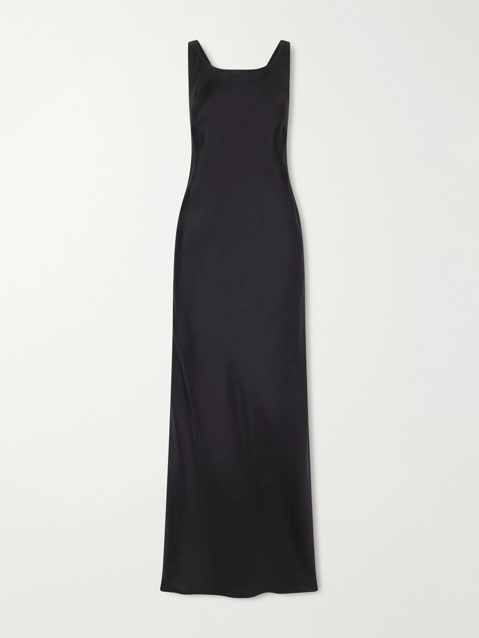 Open-back silk-satin maxi dress Black - 1