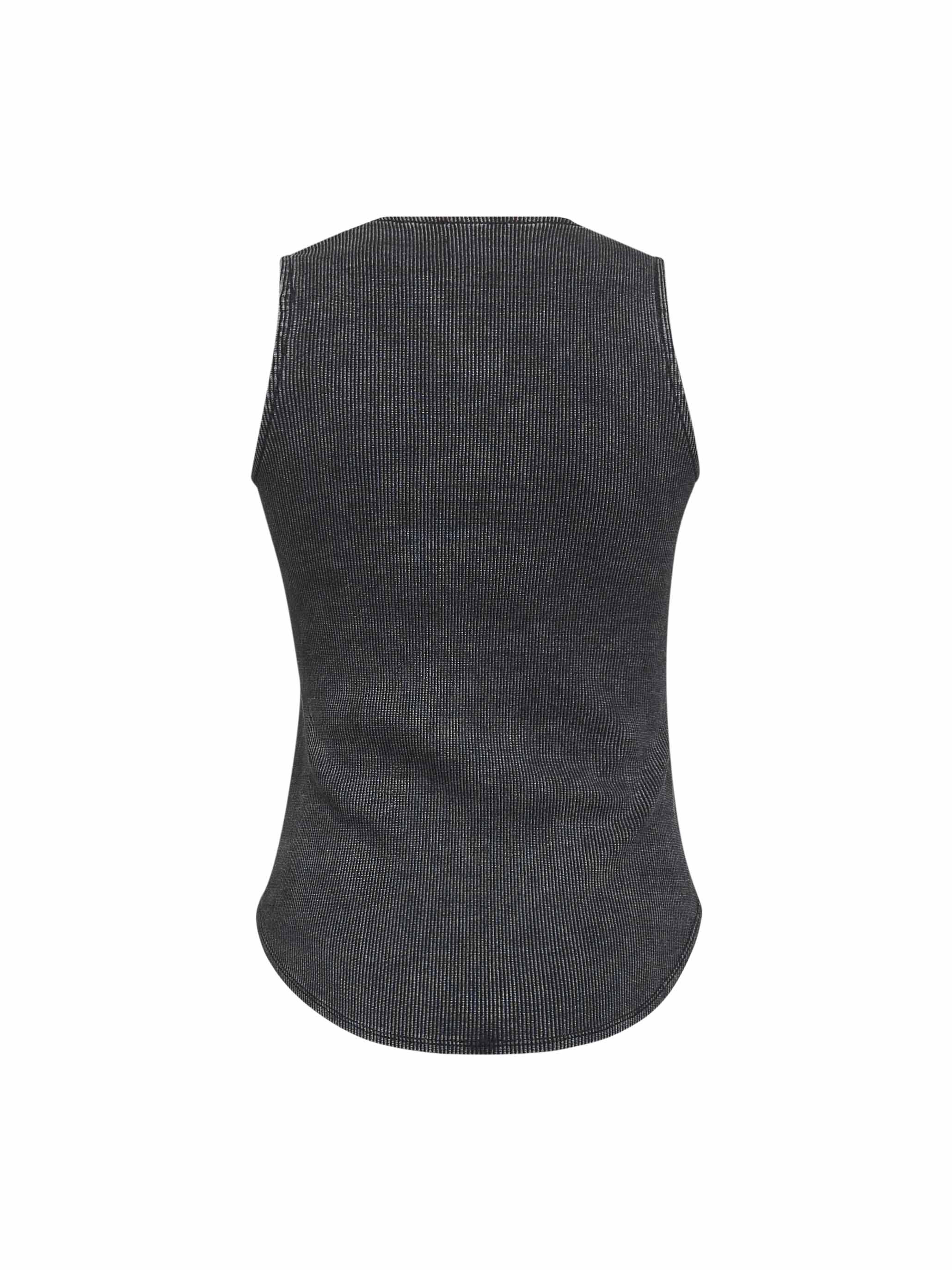 Black denim and jersey De-Nessi-S1 top - 2