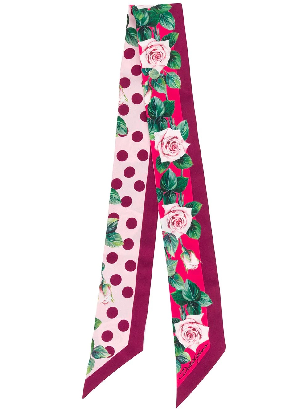 Tropical Rose print slim scarf - 1