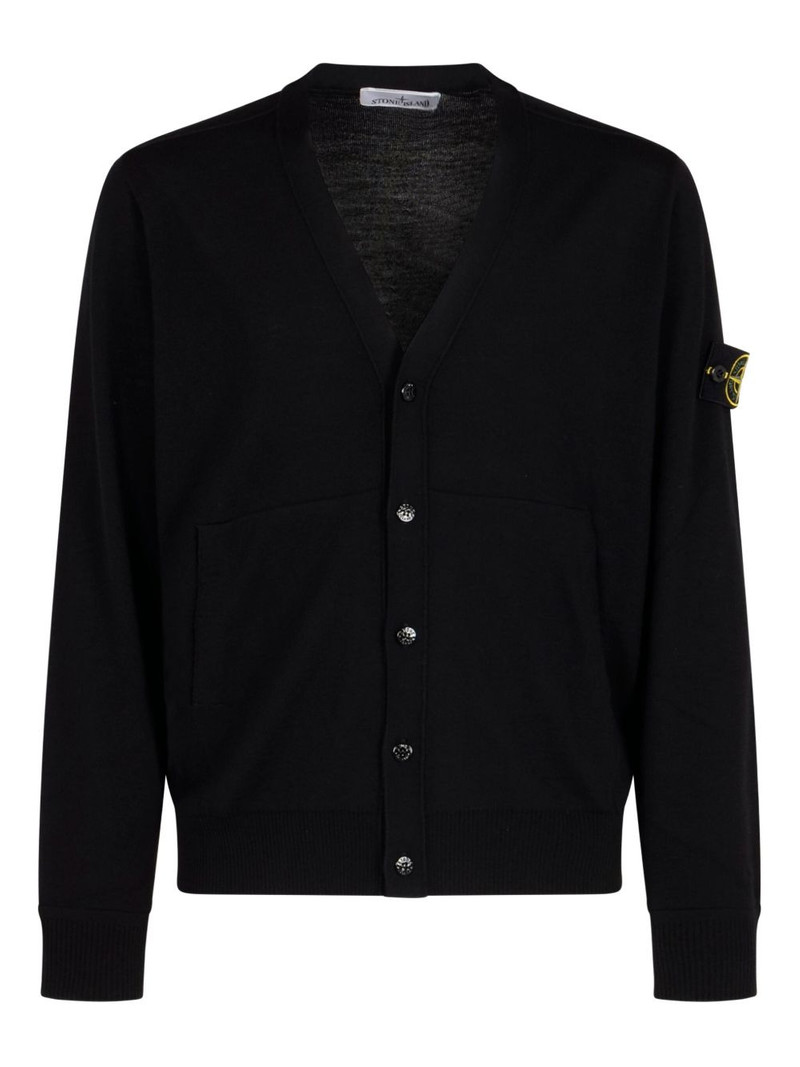 logo-patch buttoned cardigan 1