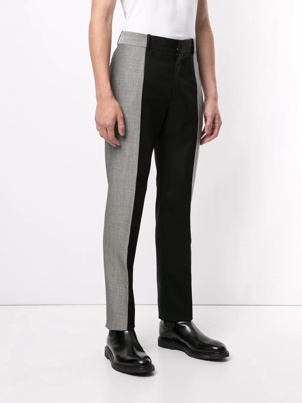 two-tone wool tailored trousers - 3