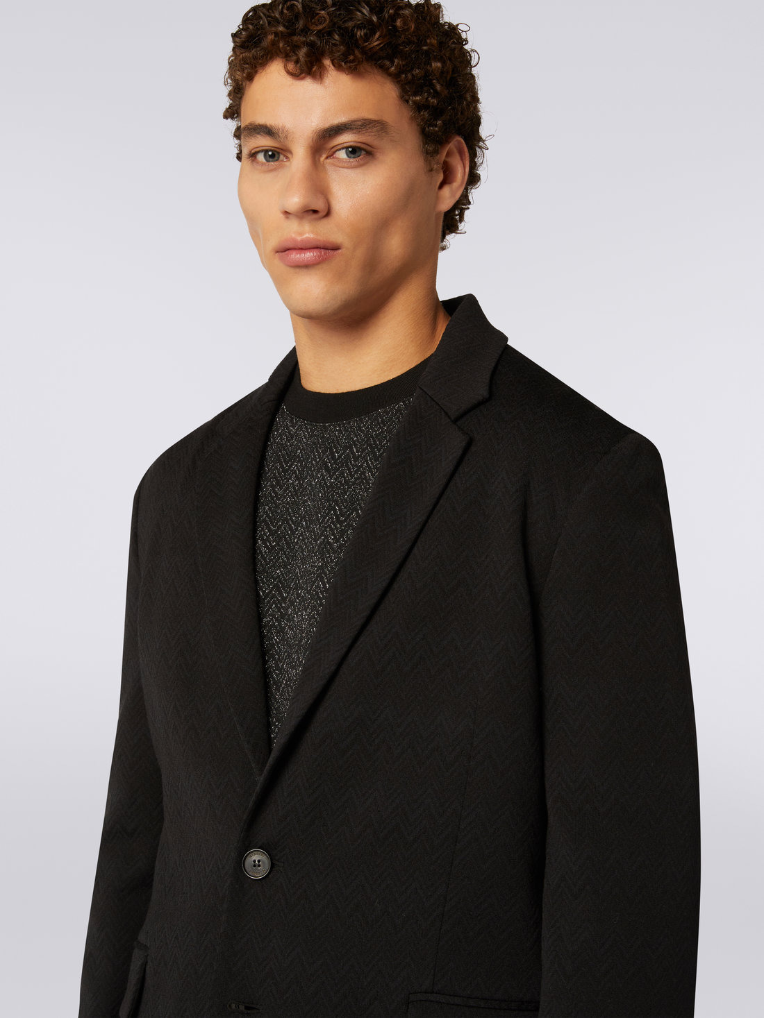 Wool blend jacket with chevron pattern - 5