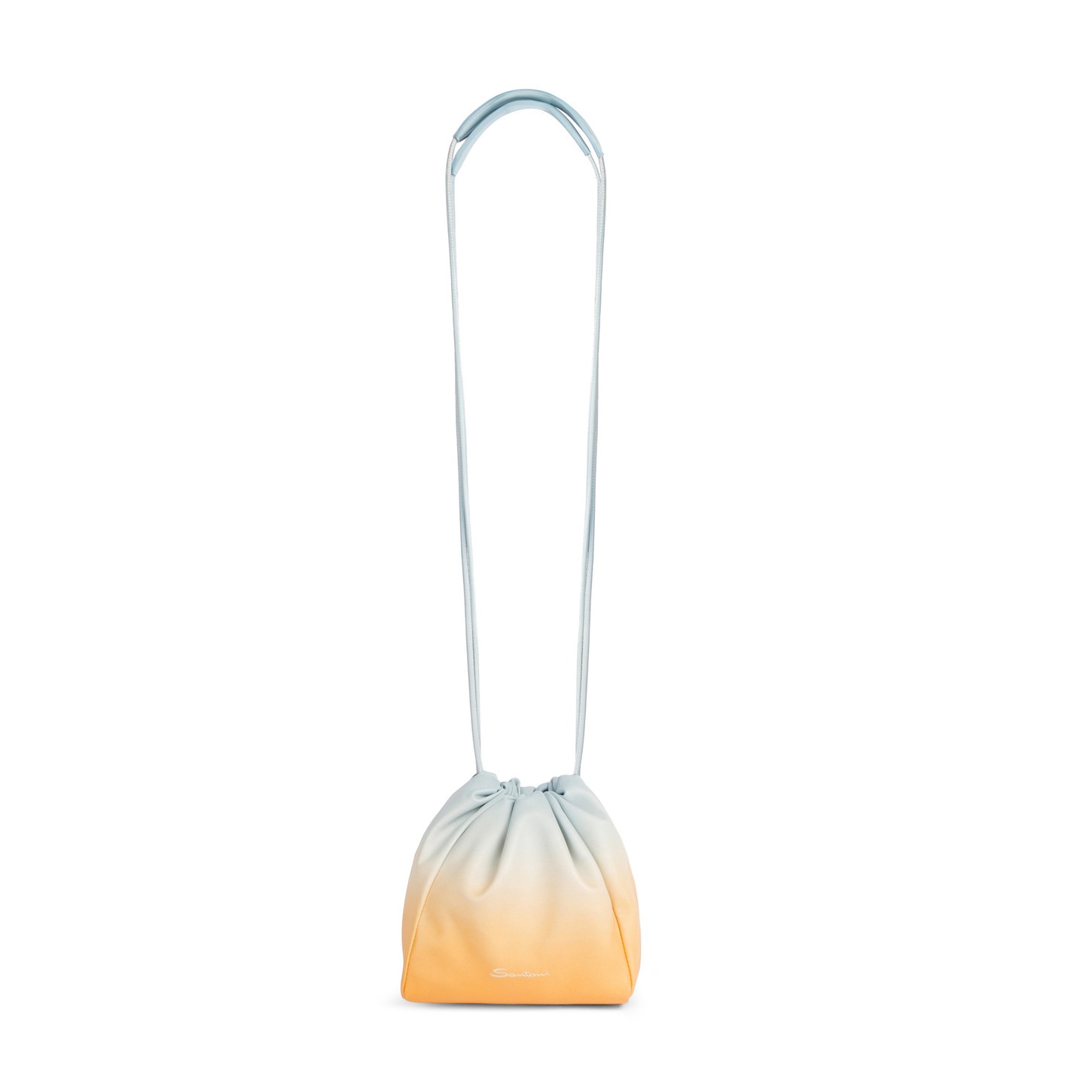 Orange and light blue leather bucket bag - 6