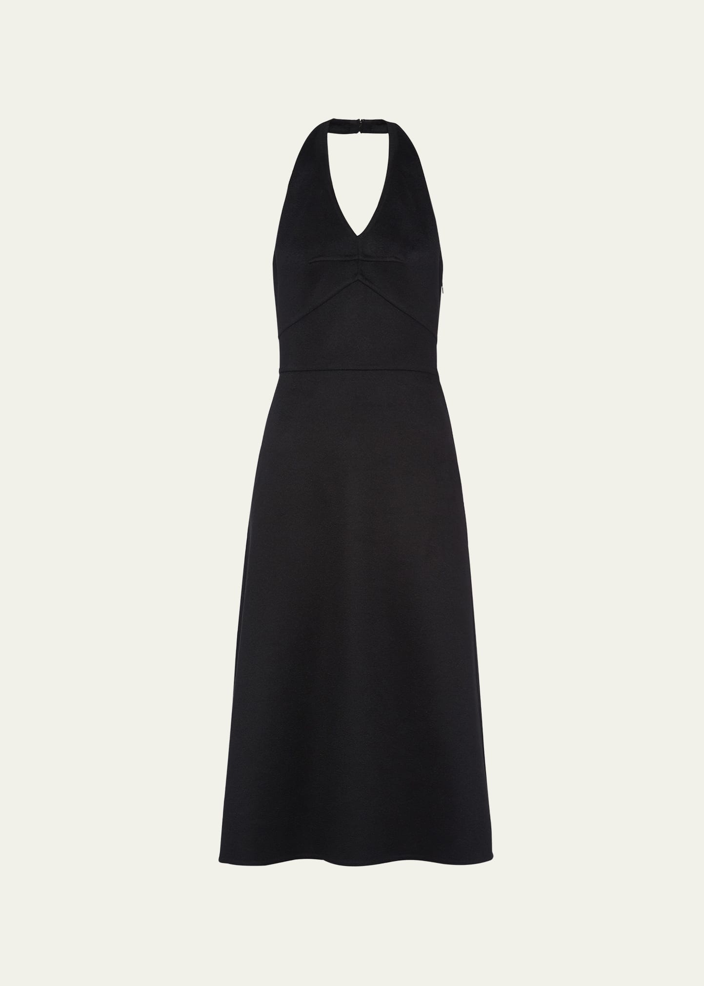 Halter Double Cashmere Flared Midi Dress - 1