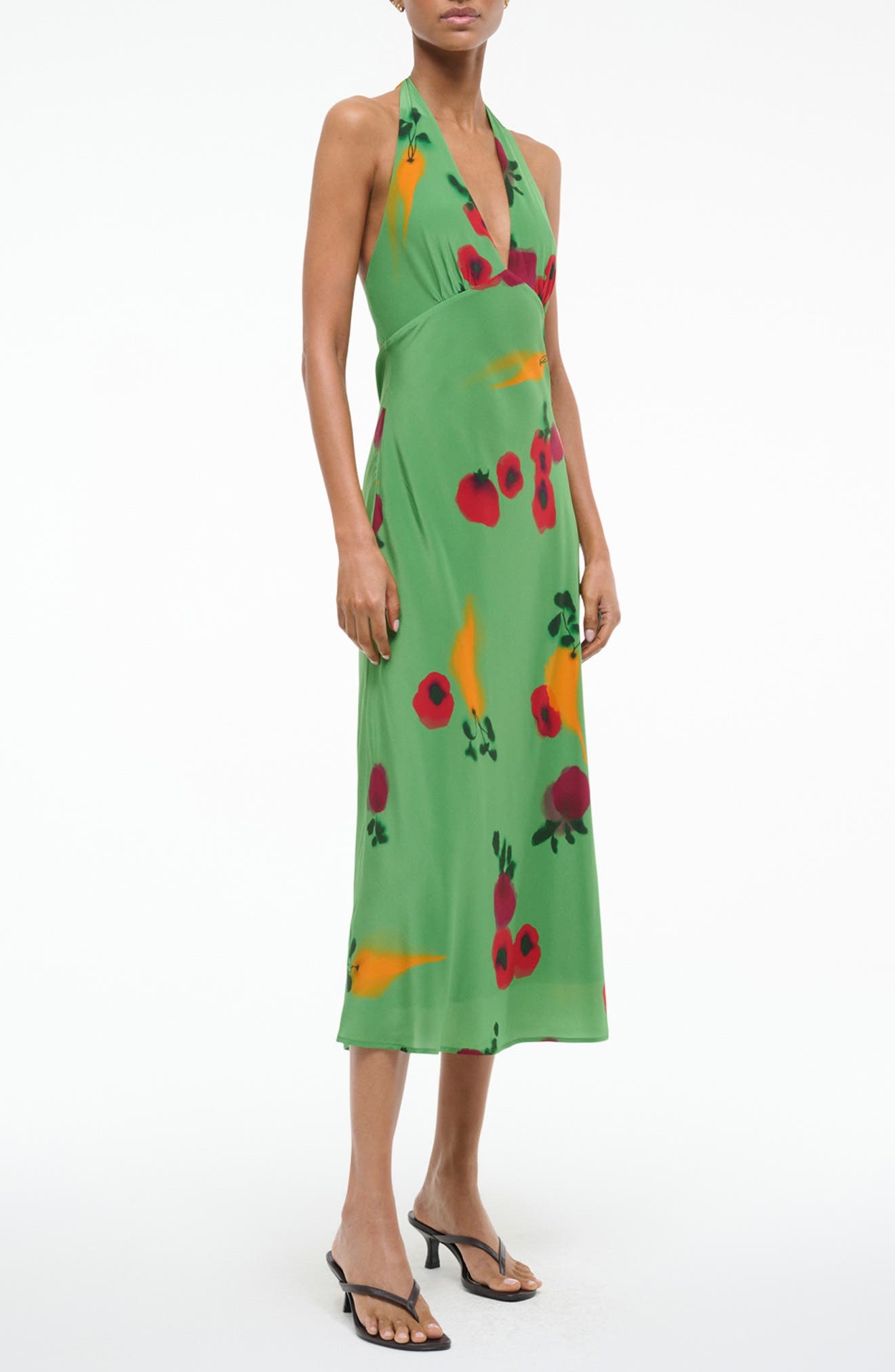 STAUD Lucca Silk Halter Dress in Farmers Market Leaf at Nordstrom - 3