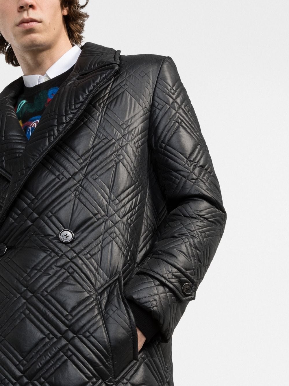 quilted wrap midi coat - 8