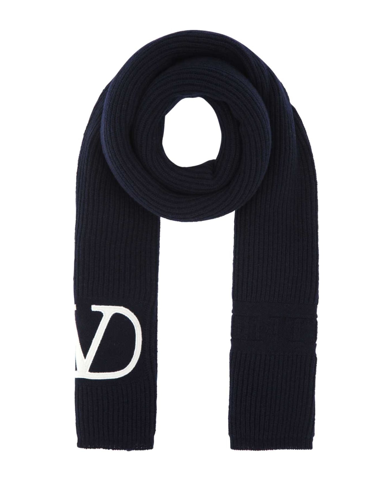 Midnight Blue Wool Scarf - 1