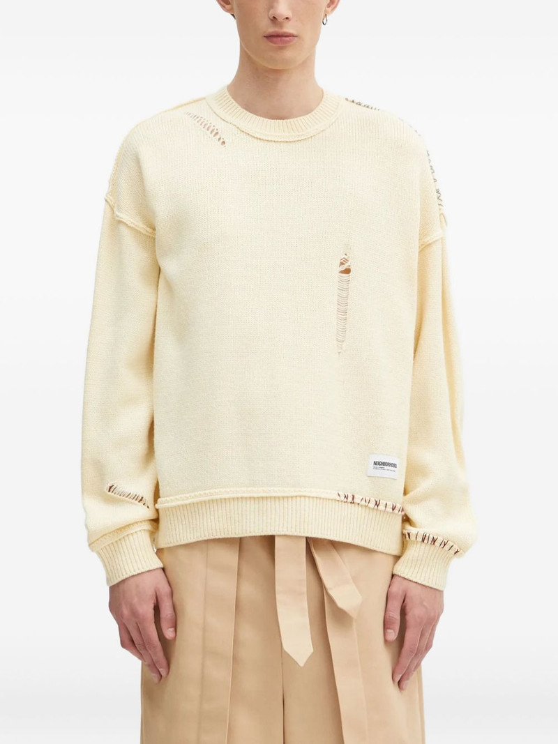 distressed detail crew neck sweater 1