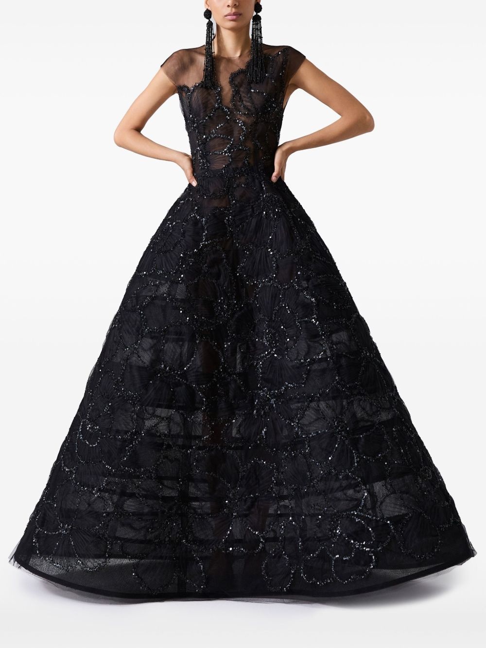 embroidered floral gown - 2