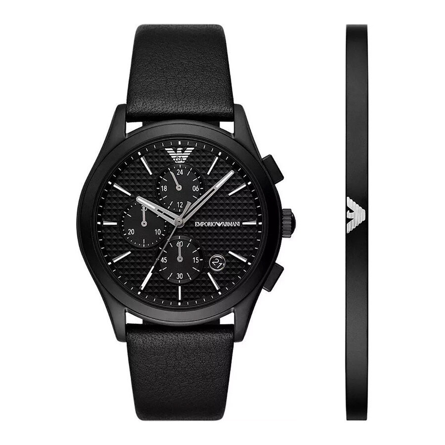 Emporio Armani Paolo Chronograph Quartz Black Dial Men's Watch AR80070SET - 1