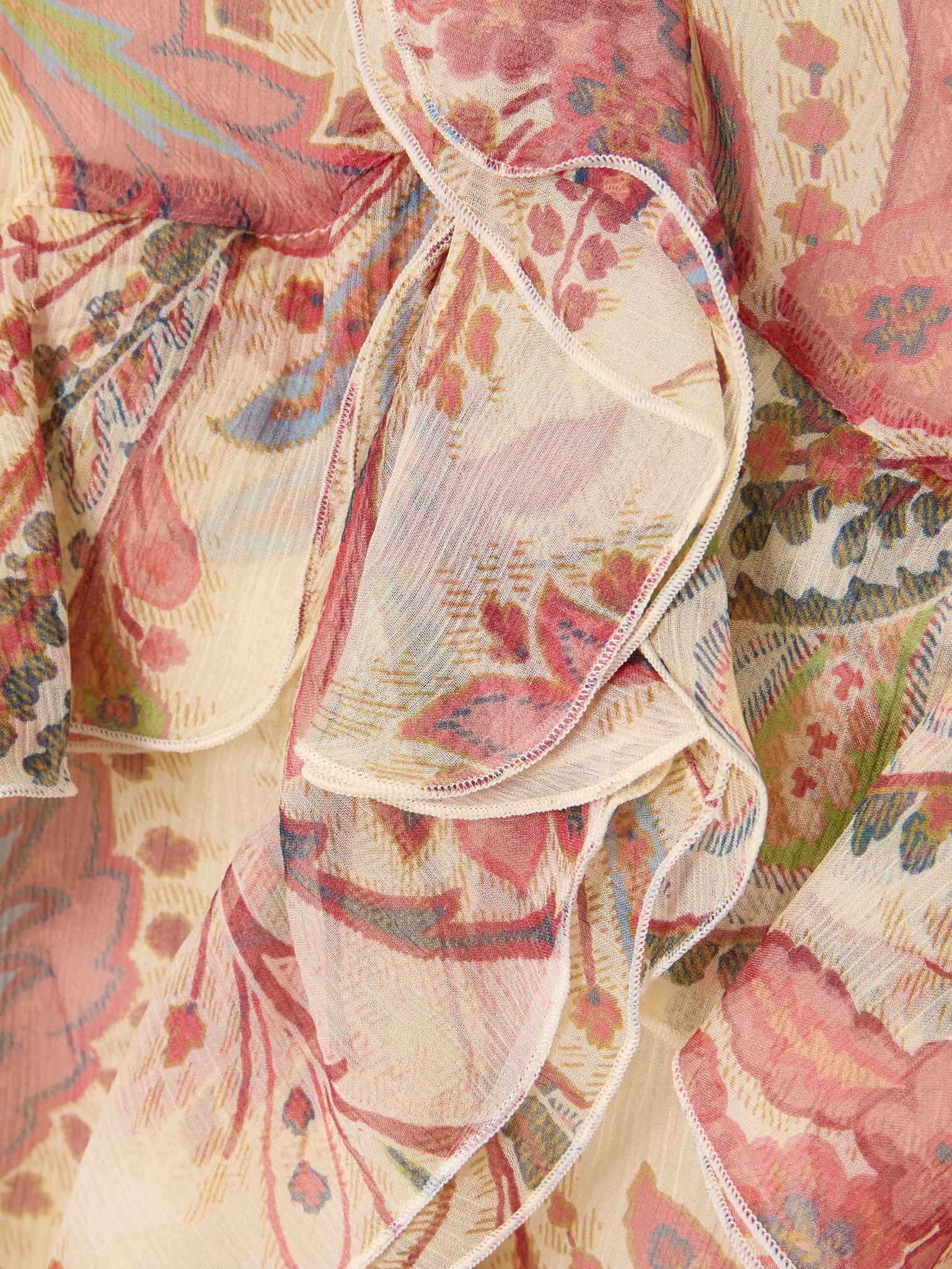 Ruffled printed silk-crepon maxi dress Pink - 4