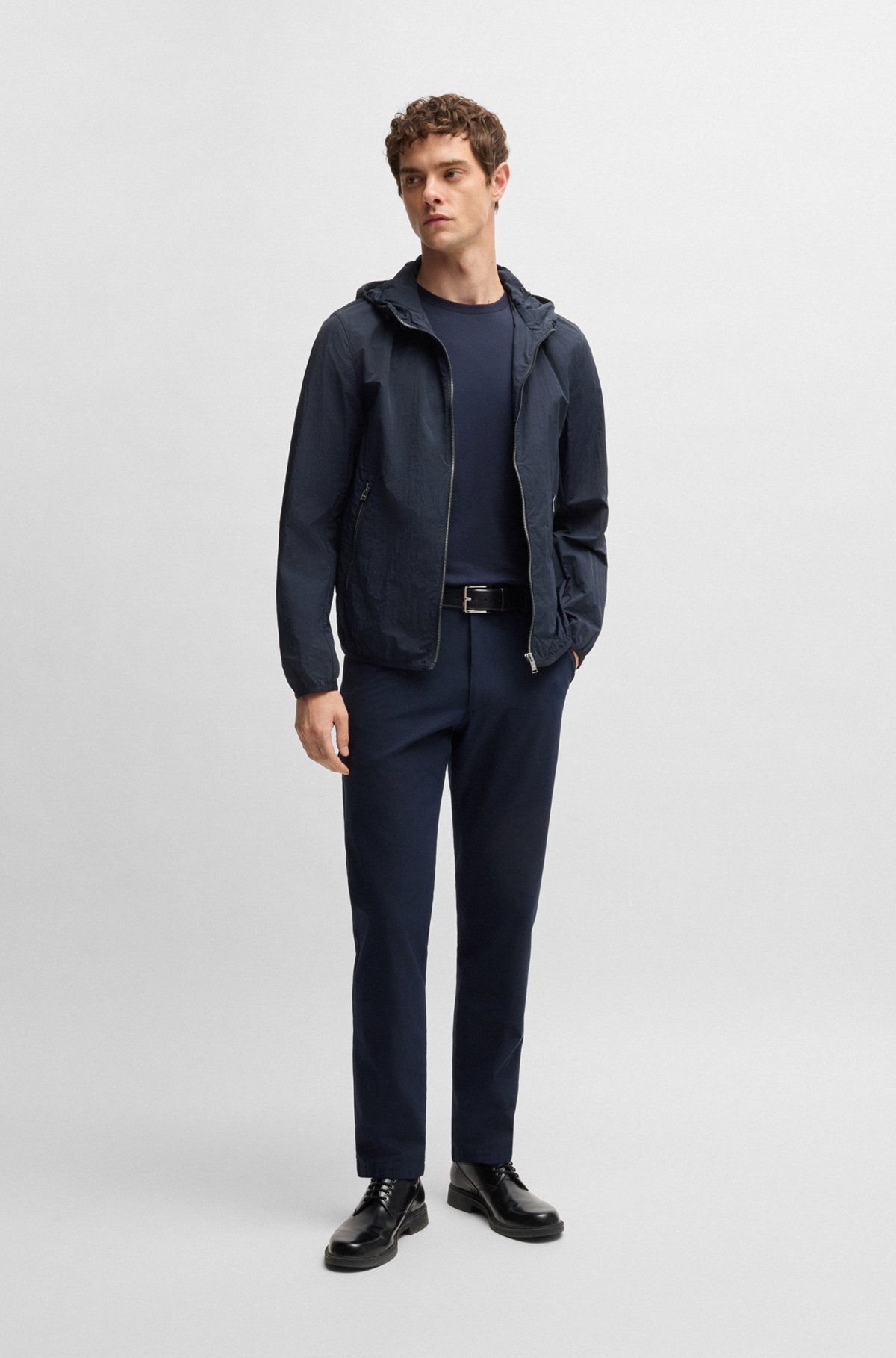 WATER-REPELLENT JACKET IN CRINKLE FABRIC WITH ADJUSTABLE HOOD - 3