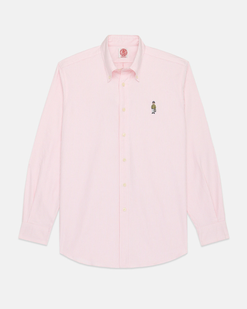 J. PRESS MADE-IN-USA "IVY GUY" PINK UNIVERSITY STRIPE OXFORD CLOTH SHIRT - CLASSIC FIT outlook
