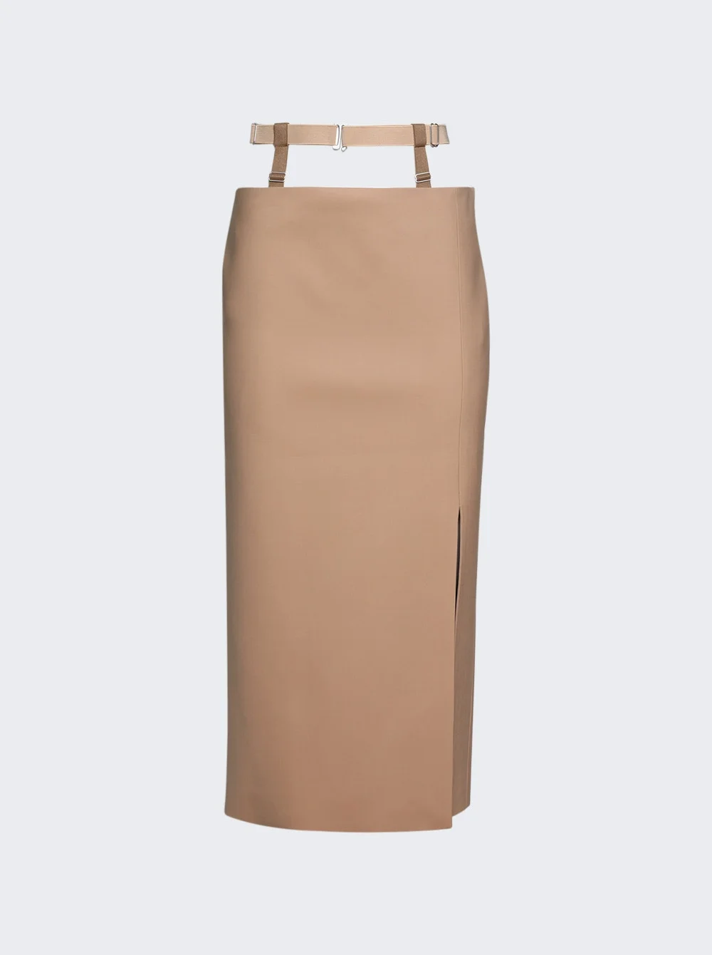 Jupe Belted Slit Tailored Skirt Beige - 1