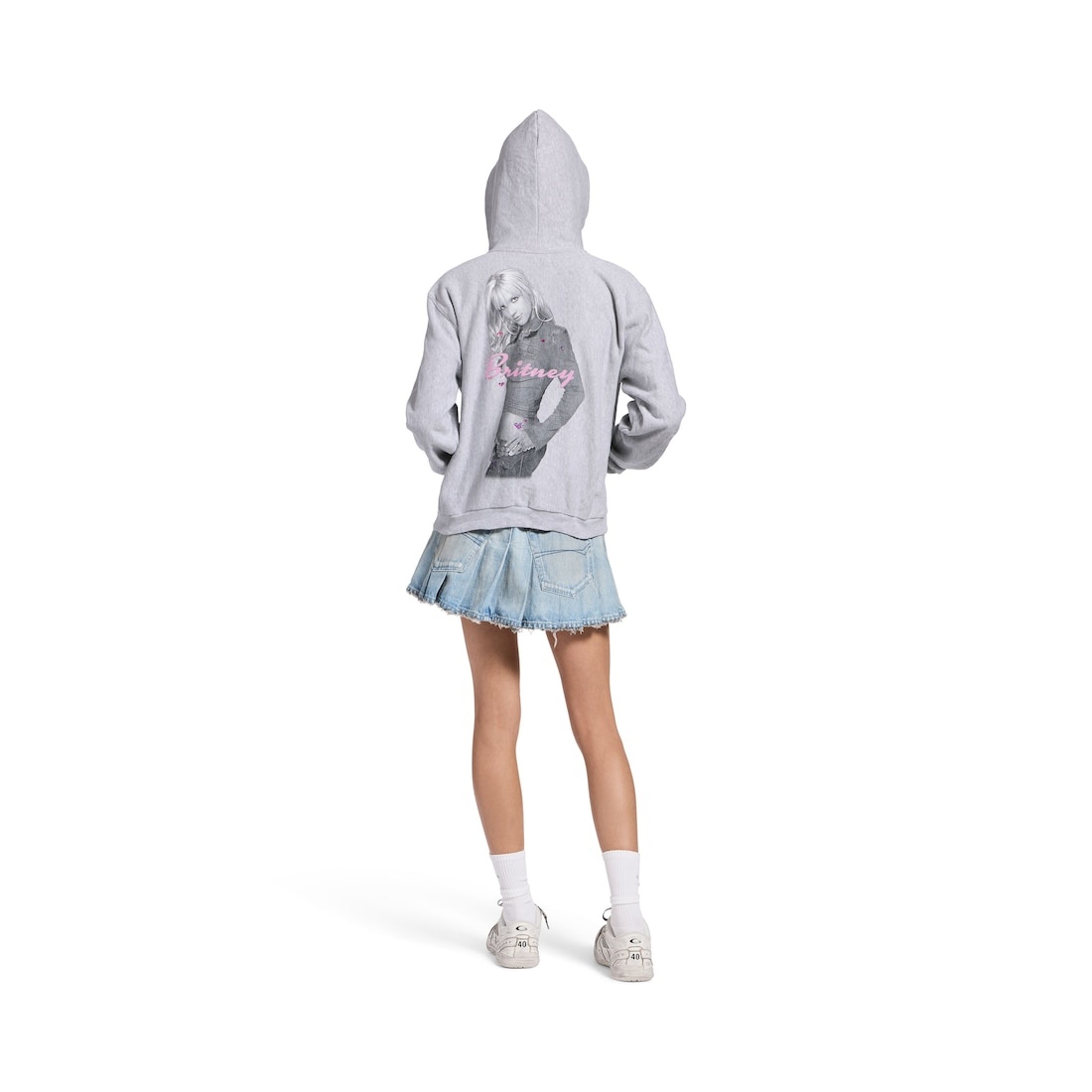 Balenciaga Music | Britney Spears Series Zip-up Hoodie Regular Fit in Light Grey/pink - 4