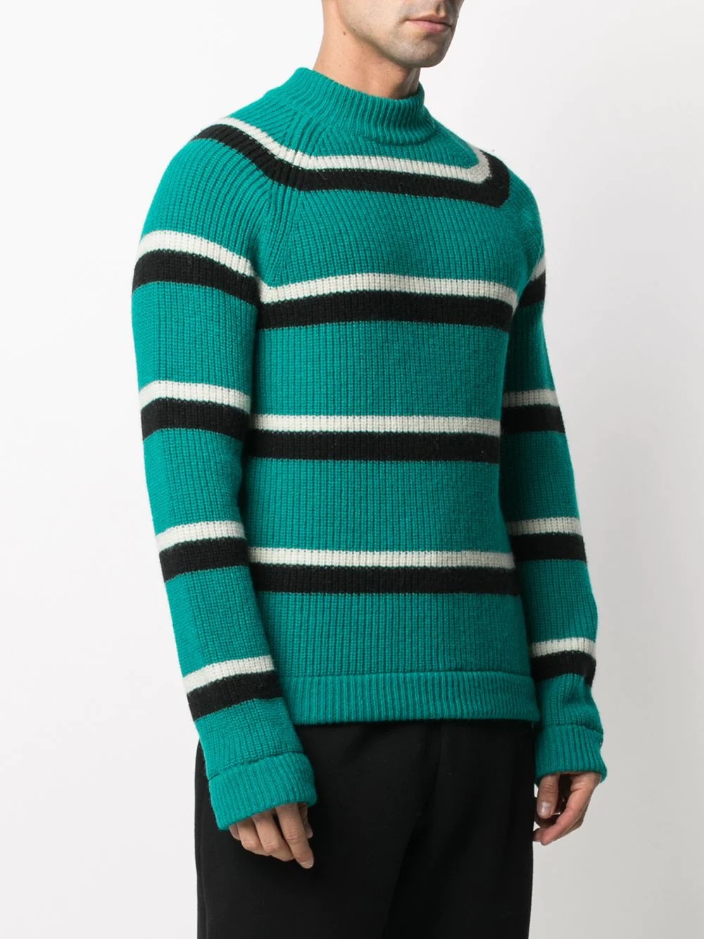 stripe-pattern ribbed-knit jumper - 3