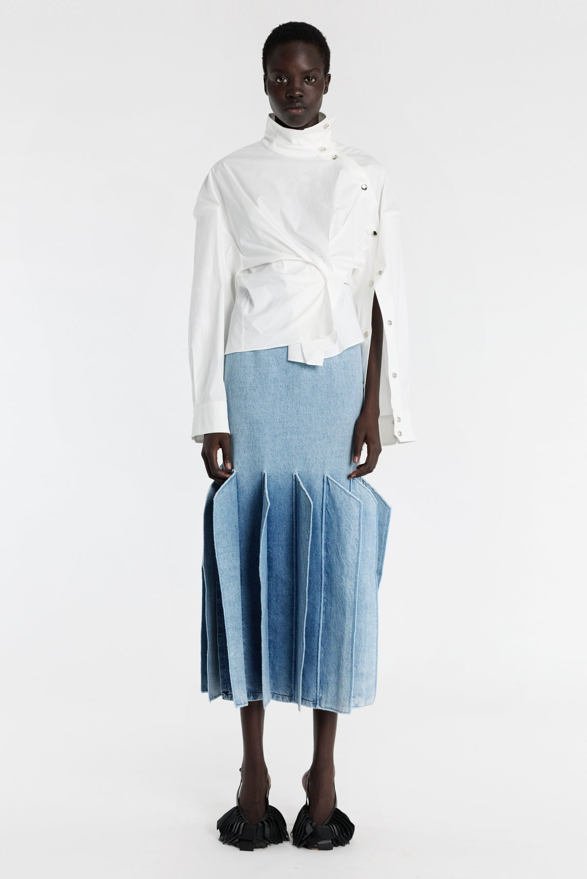 ASYMMETRIC COLLAR SHIRT WHITE - 1