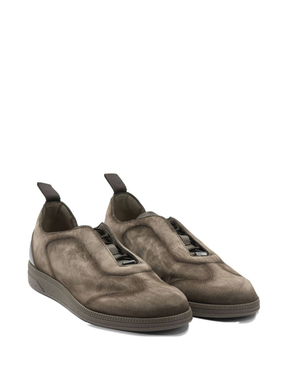 panelled leather sneakers - 2
