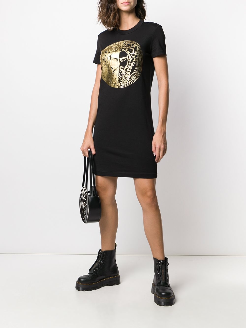 foil-print T-shirt dress - 2