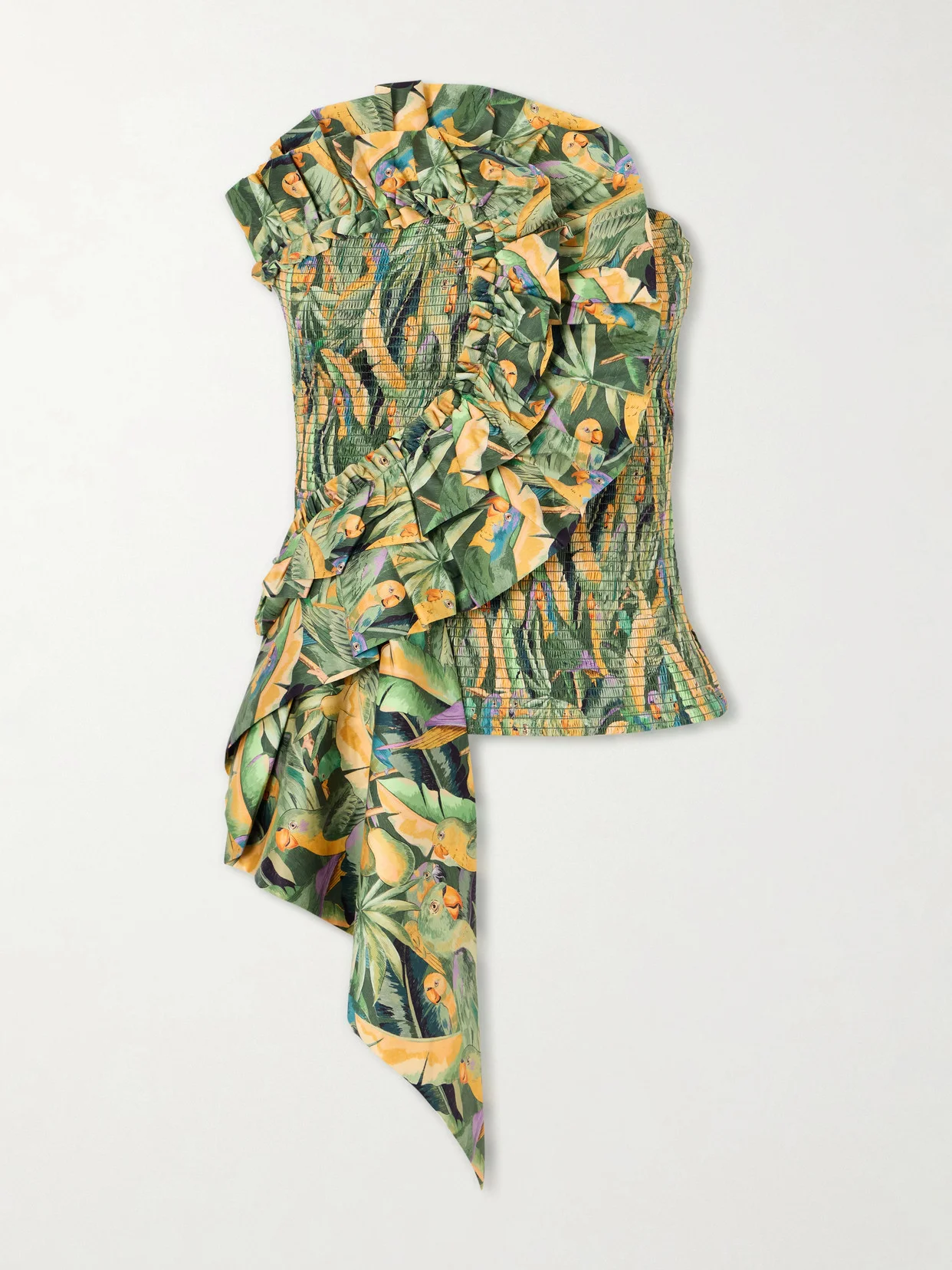 Strapless Ruched Cotton Tank - 1