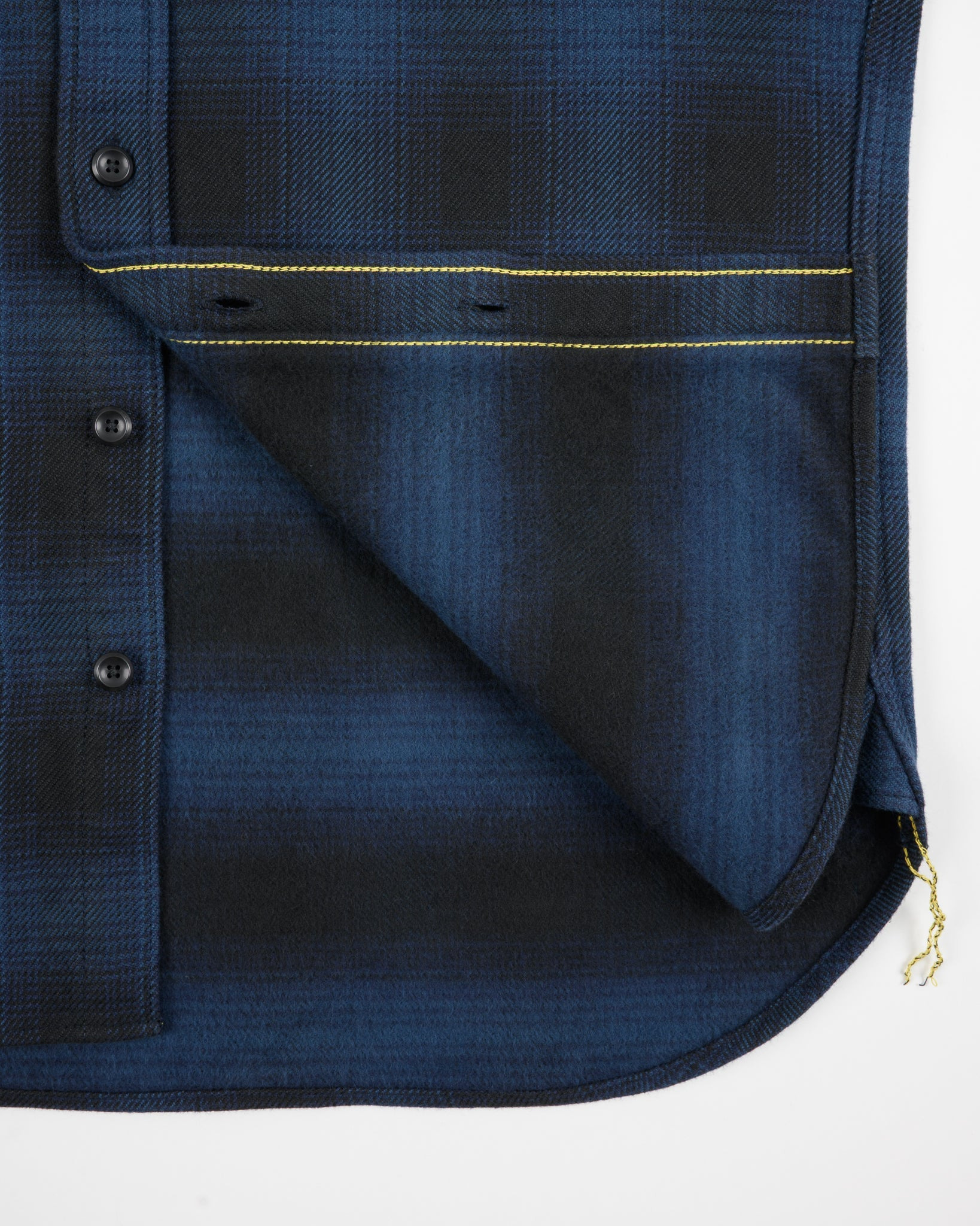 IHSH-265-NAV Ultra Heavy Flannel Ombré Check Work Shirt - Navy/Black - 11