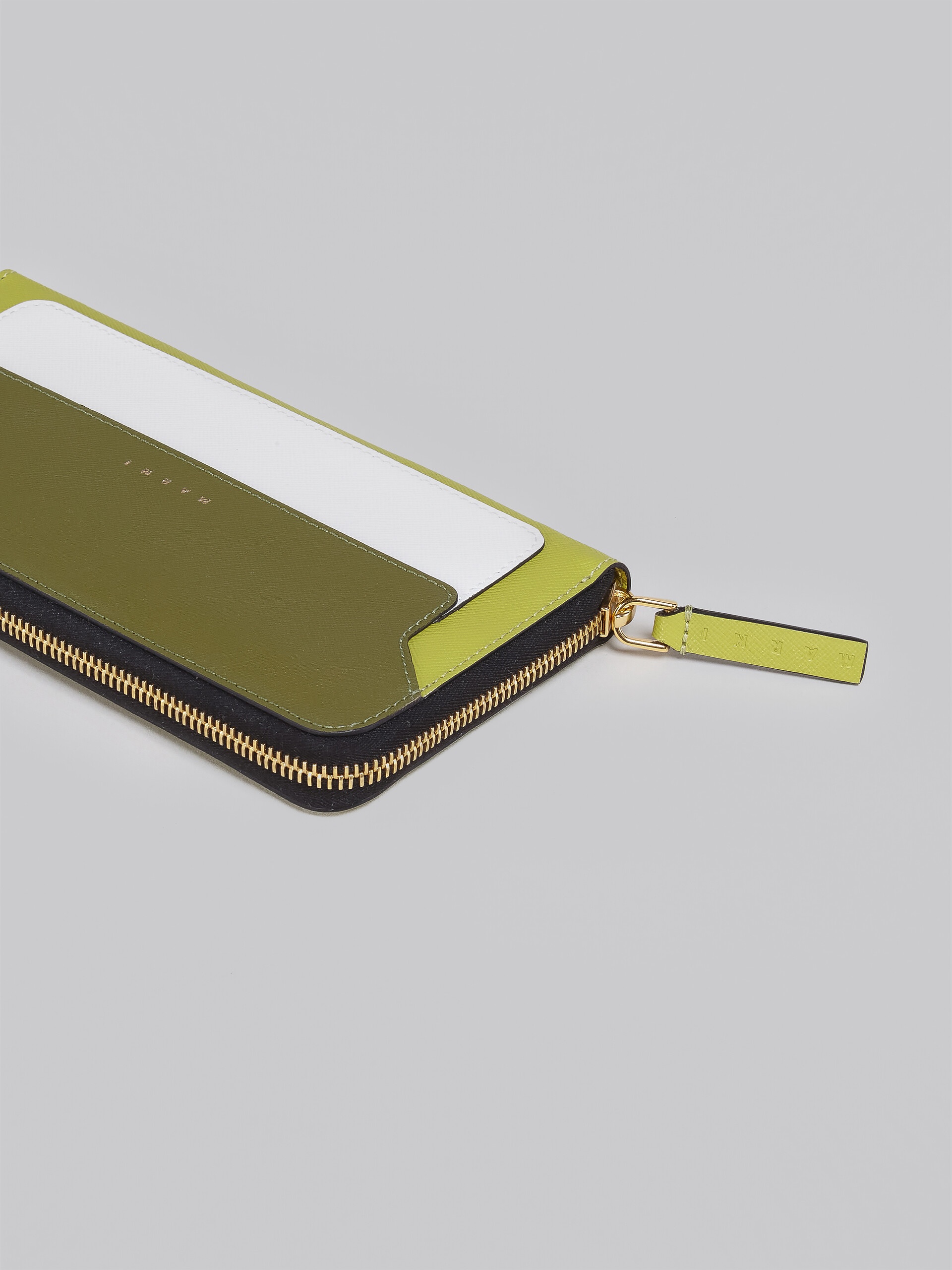MULTICOLOURED GREEN SAFFIANO LEATHER ZIP-AROUND WALLET - 4