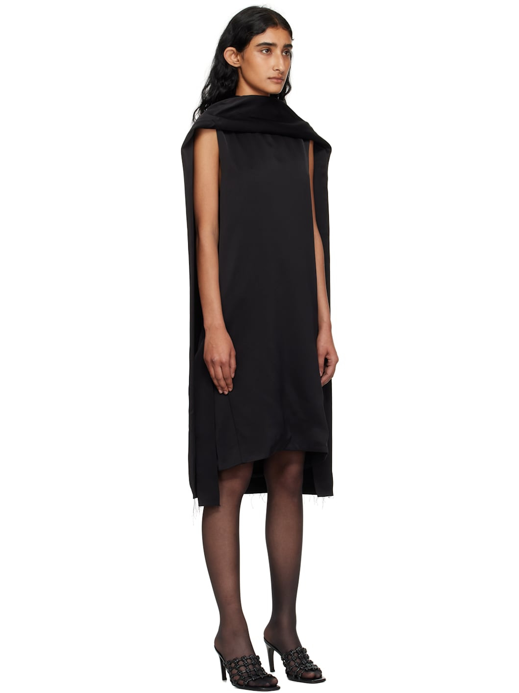 Black Cocoon Scarf Minidress - 2