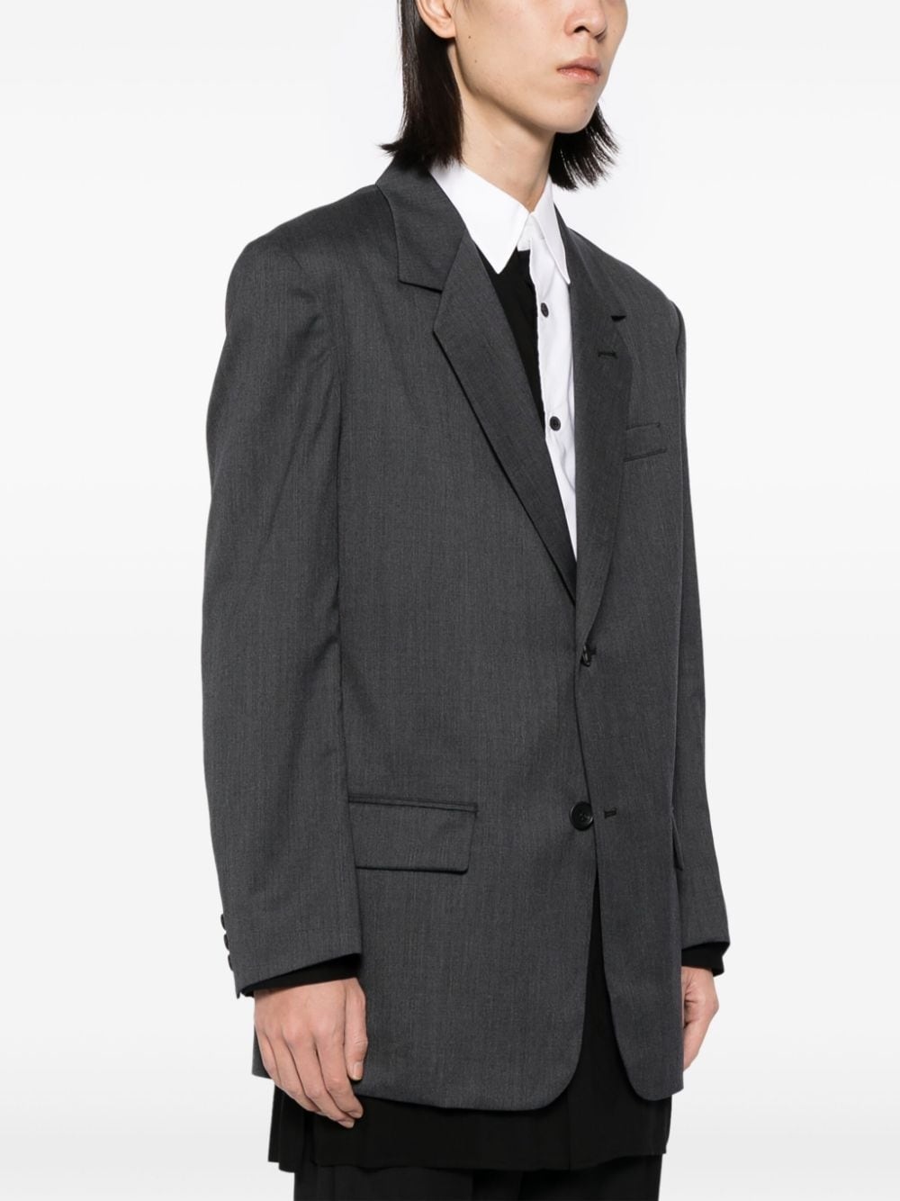 gabardine single-breasted blazer - 3