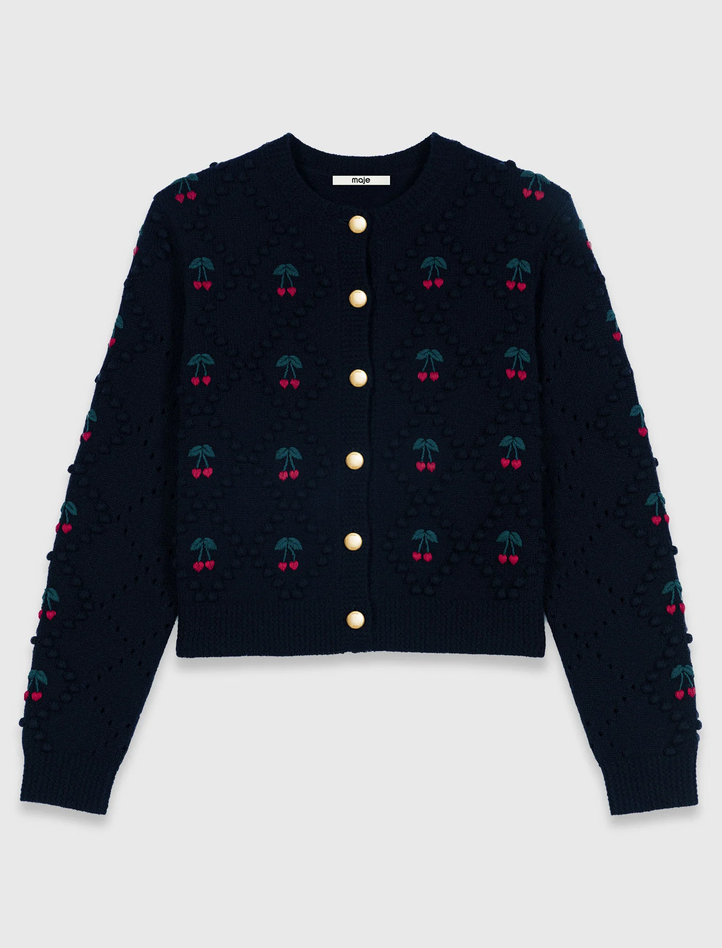 Embroidered cherry cardigan - 1