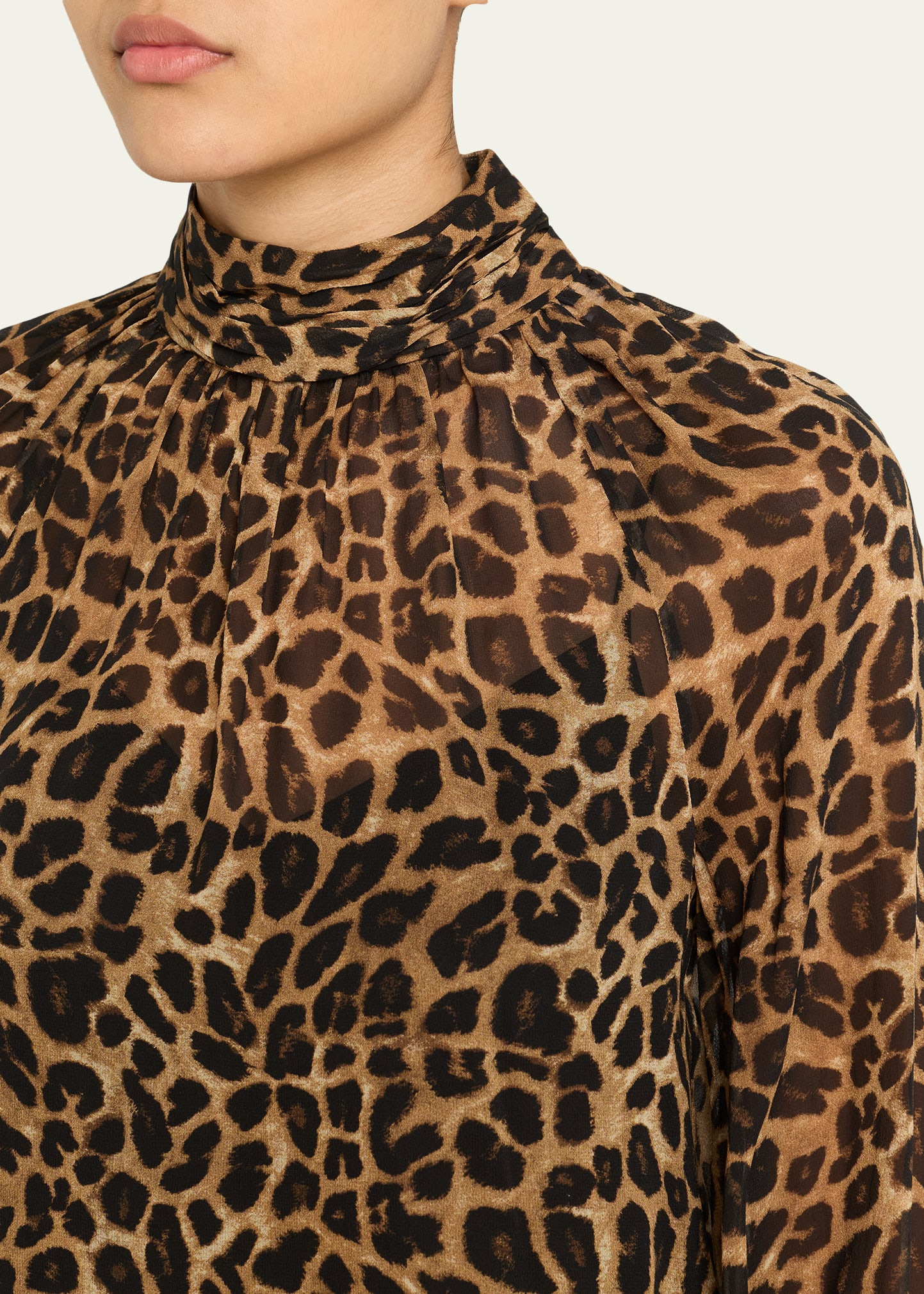 Alyssa Leopard Silk Chiffon Blouse - 5