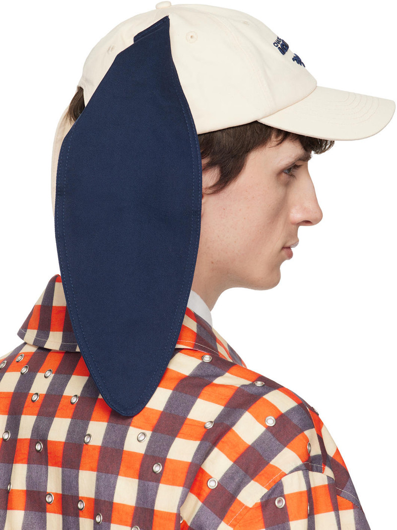 Off-White & Navy Colour Block Bunny Cap 3