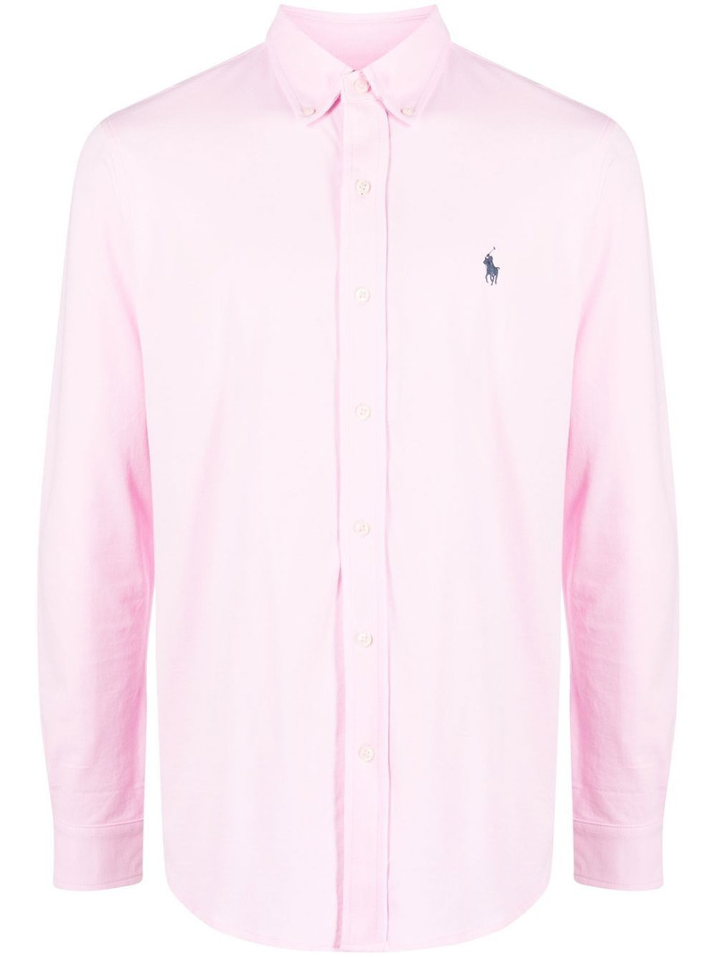 embroidered-logo long-sleeve shirt 1