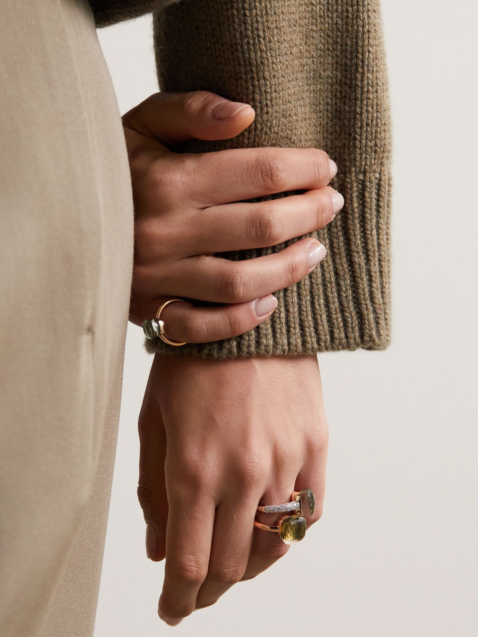 Nudo Maxi 18-karat rose gold prasiolite ring Gold - 6
