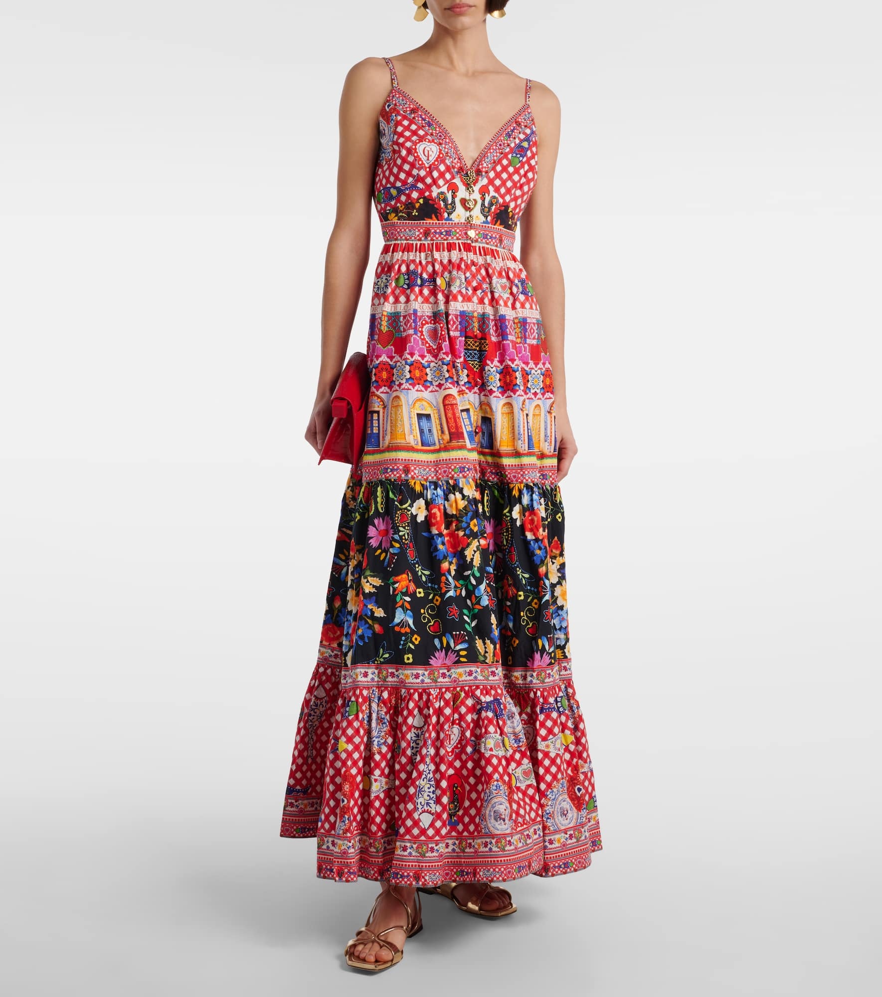 Printed tiered cotton maxi dress - 2